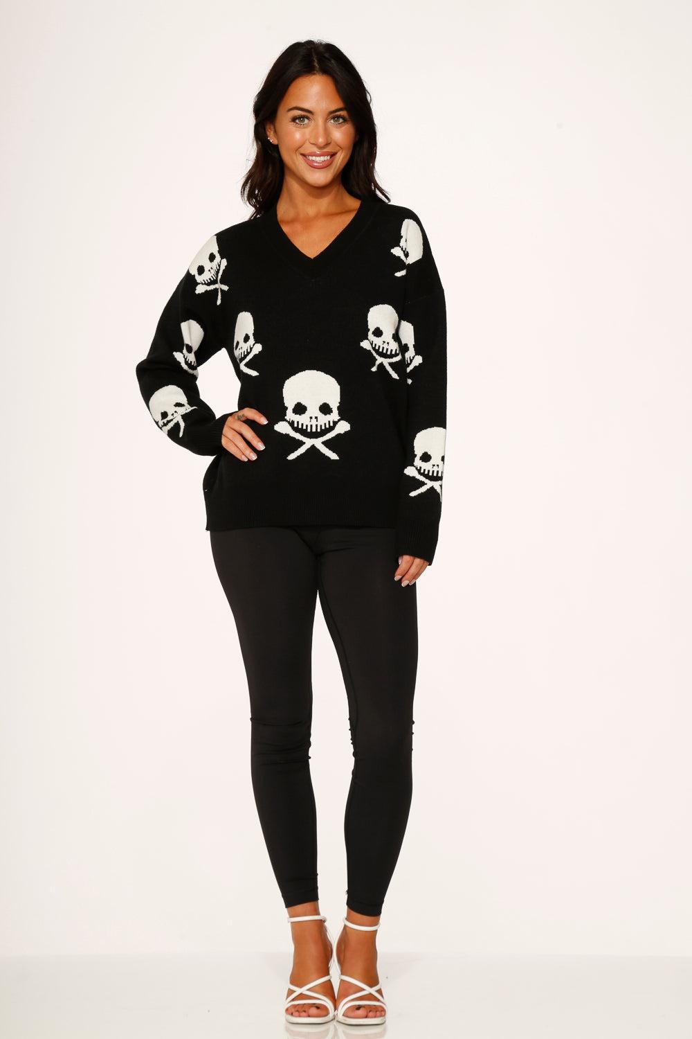 Black Skulls Sweater Product Image