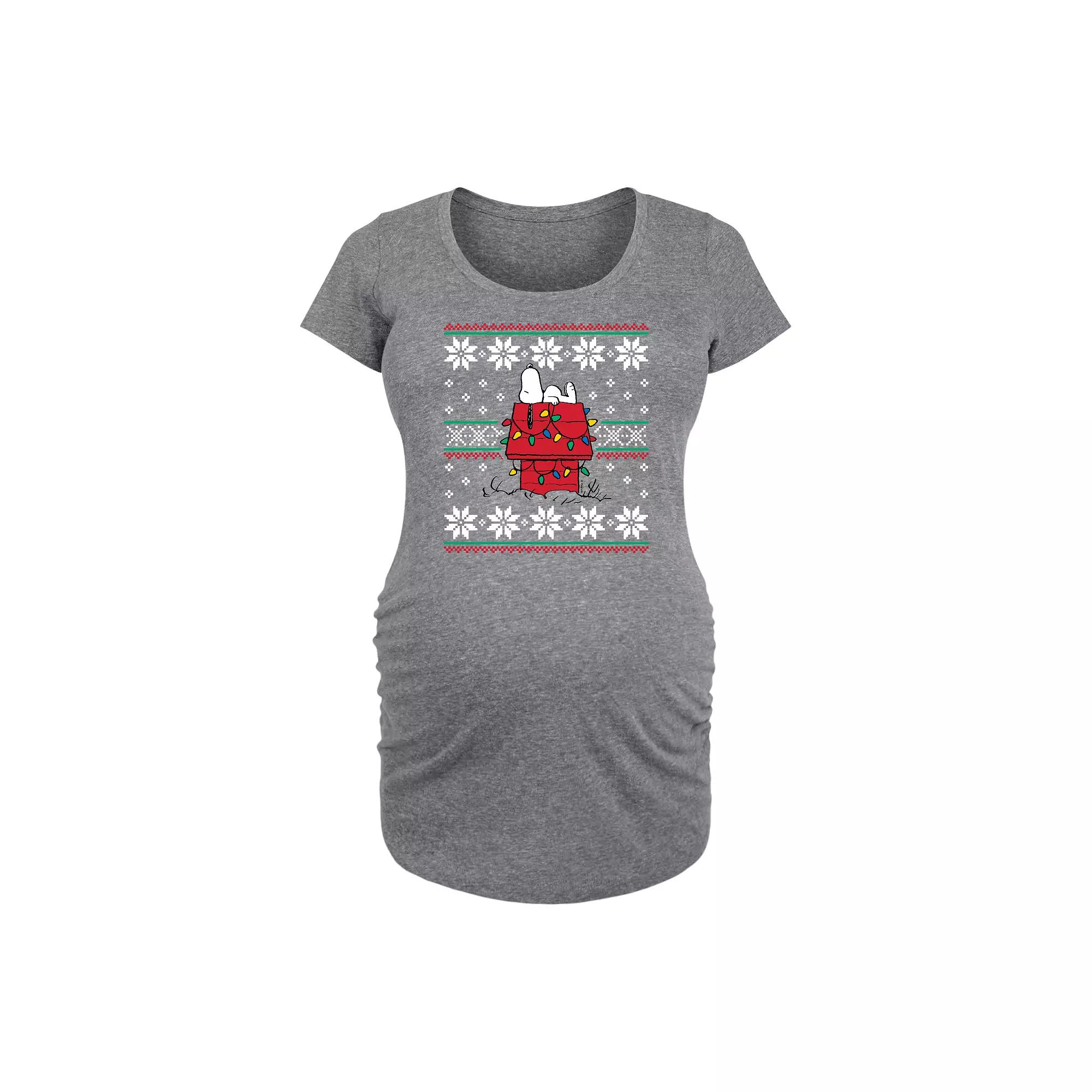 Maternity Peanuts Snoopy Doghouse Ugly Sweater Christmas Graphic Tee, Women's,  Product Image
