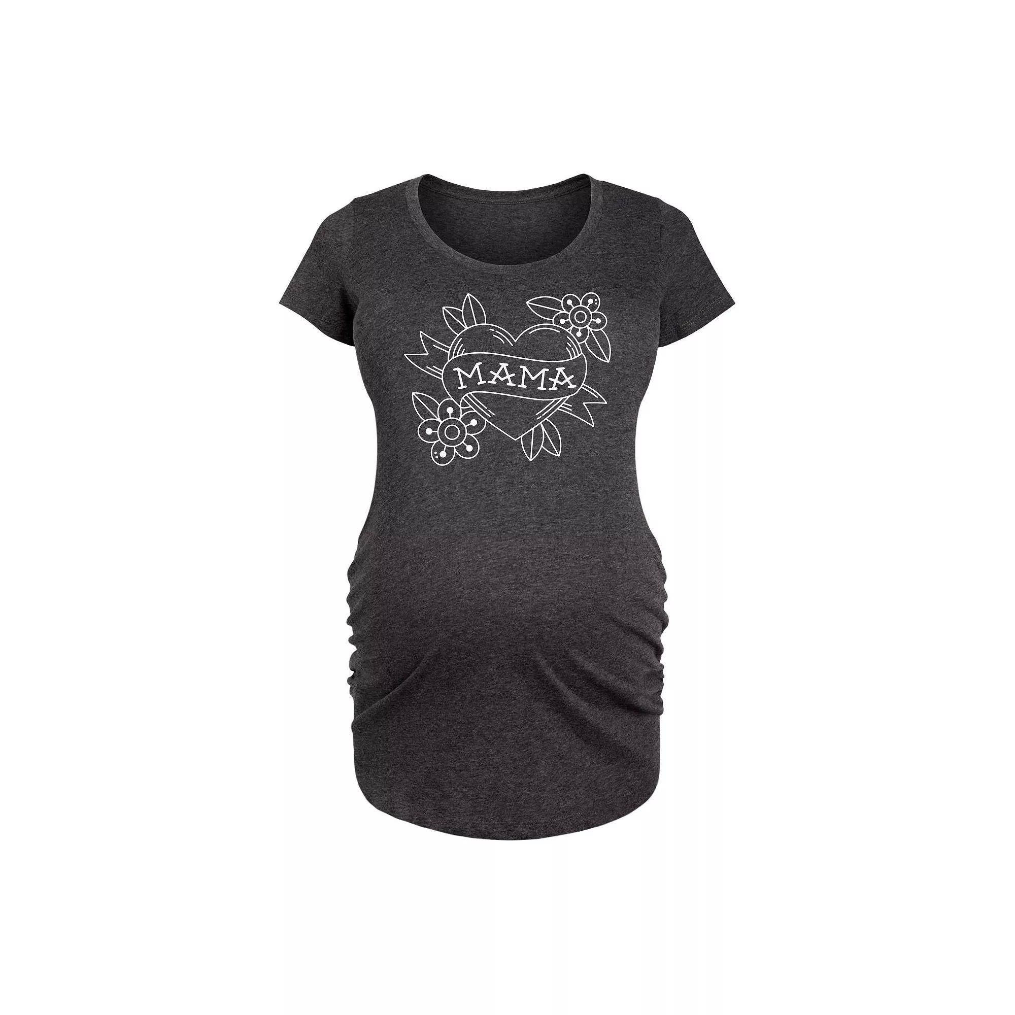 Maternity Mama Tattoo Heart Graphic Tee, Women's,  Product Image