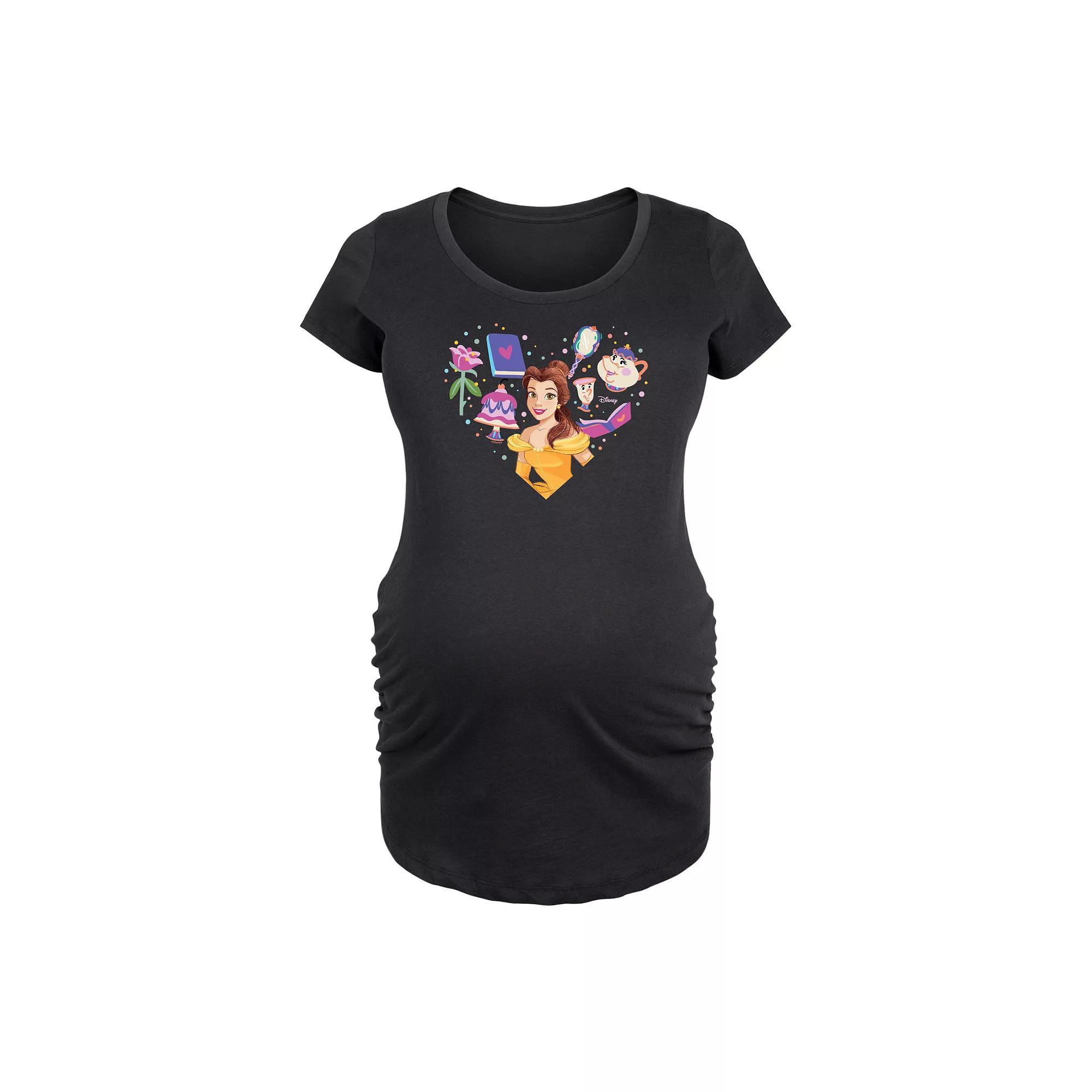 Disney's Beauty and the Beast Belle Maternity Heart Graphic Tee, Women's,  Product Image