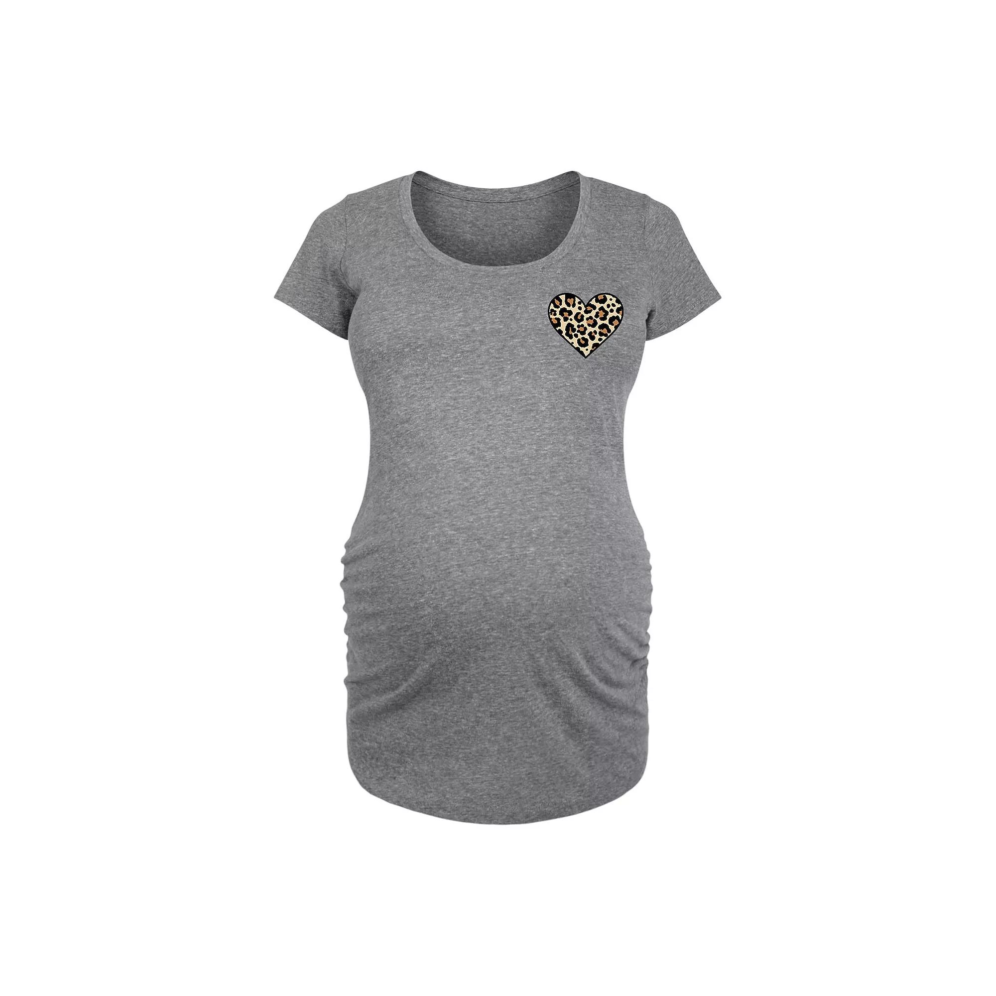 Maternity Leopard Heart Graphic Tee, Women's,  Product Image