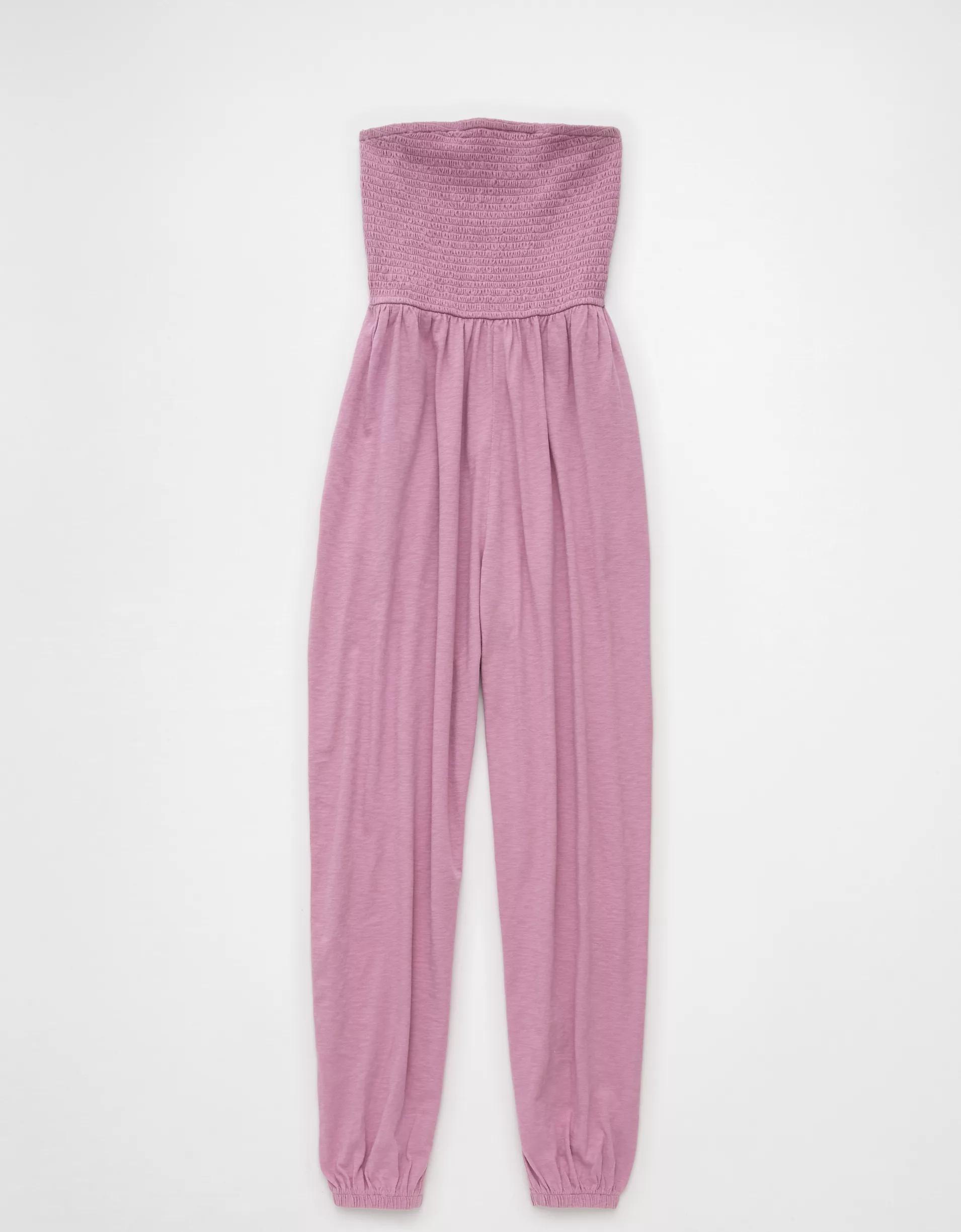 AE Sunchaser Knit Smocked Tube Jumpsuit Product Image