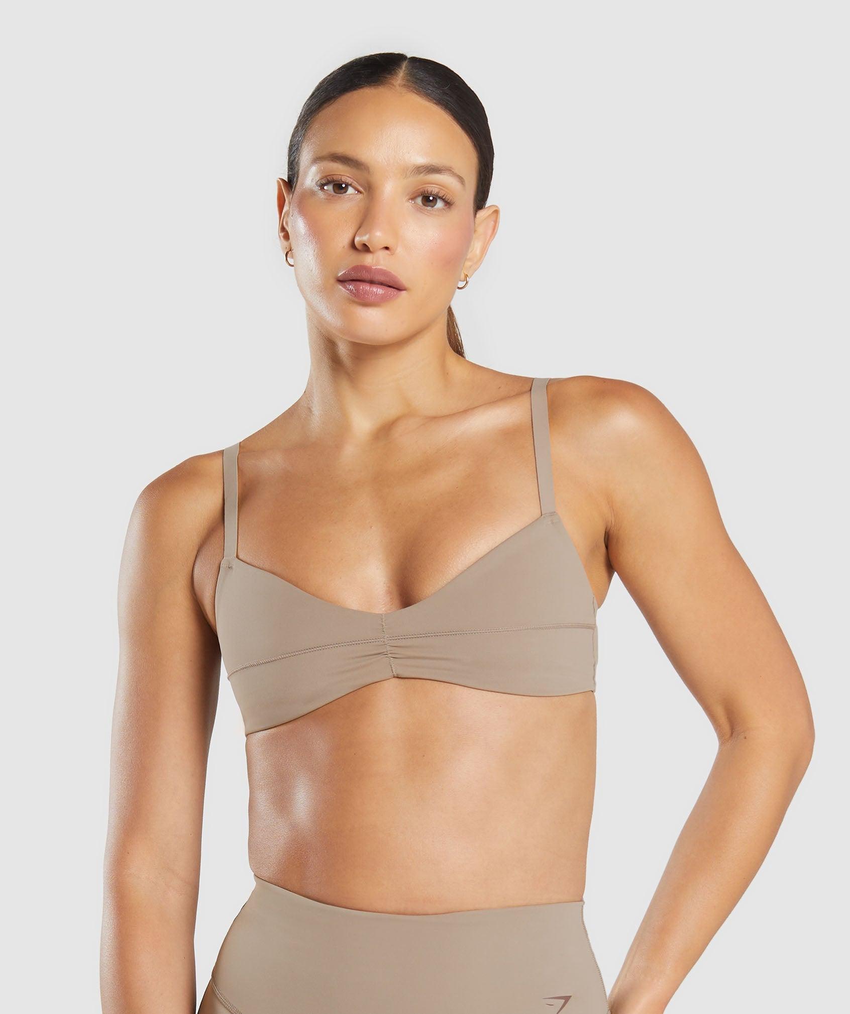 Gymshark Elevate Ruched Sports Bra - Lifestyle Brown Female Product Image