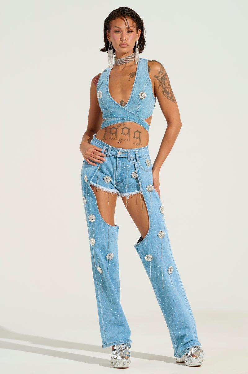 DIVALICIOUS DENIM BRA TOP Product Image