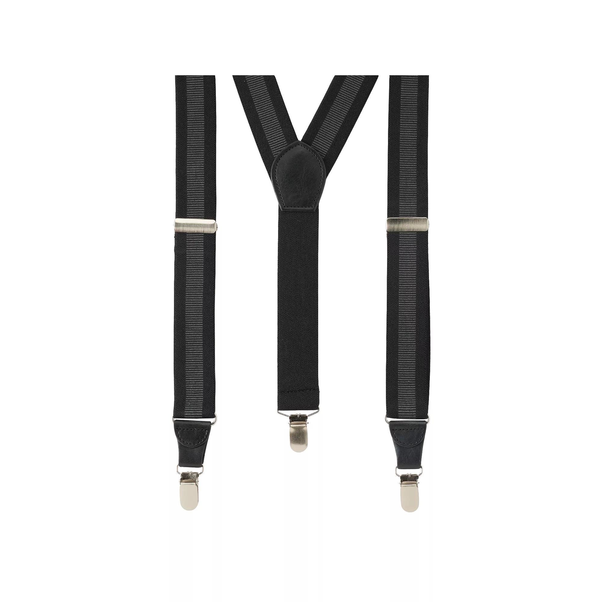 Men's Wembley Stretch Elastic Suspenders, Black Gray Product Image