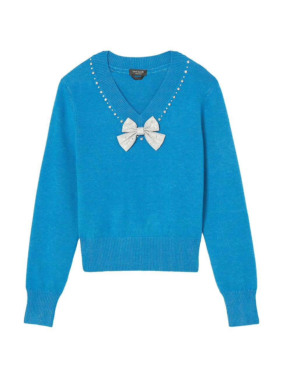 Womens Mainline Embellished V-Neck Sweater Product Image