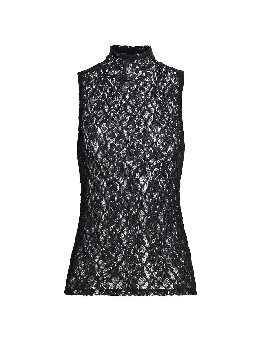 Womens Mesh Mock Turtleneck Top Product Image