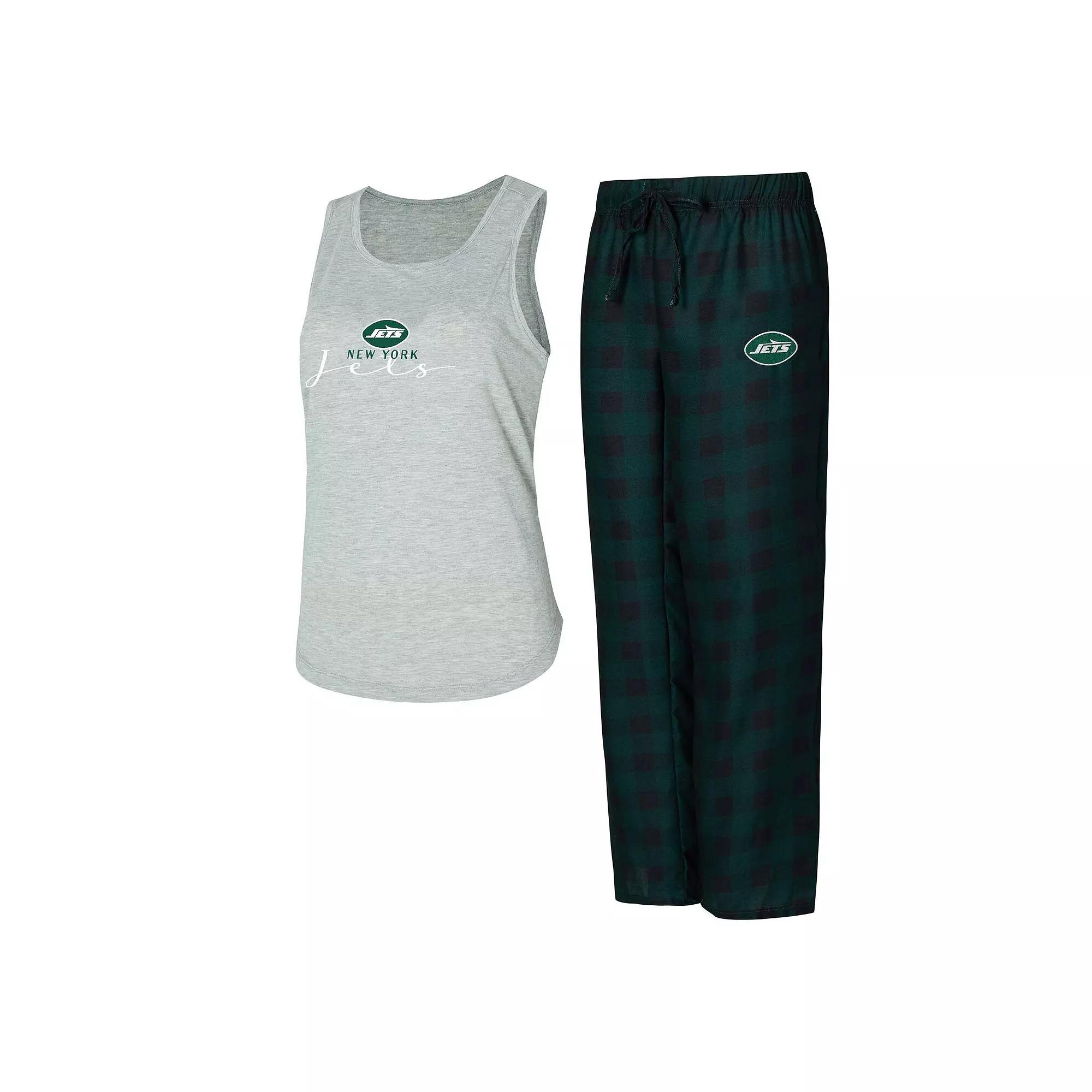Women's Concepts Sport Gray/Green New York Jets Petition Tank Top and Pants Sleep Set,  Product Image