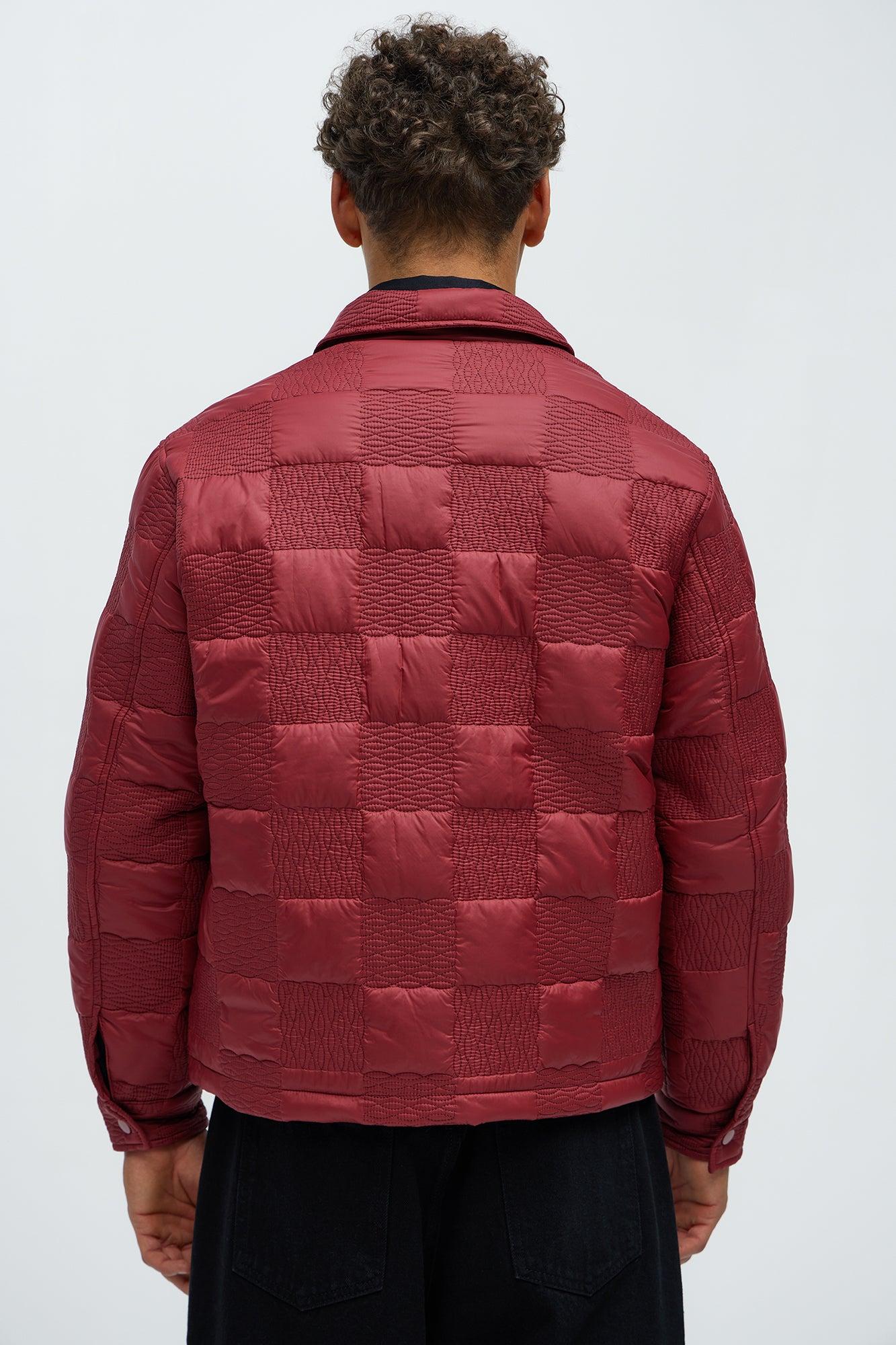 Laurel Checker Quilt Jacket - Burgundy Product Image