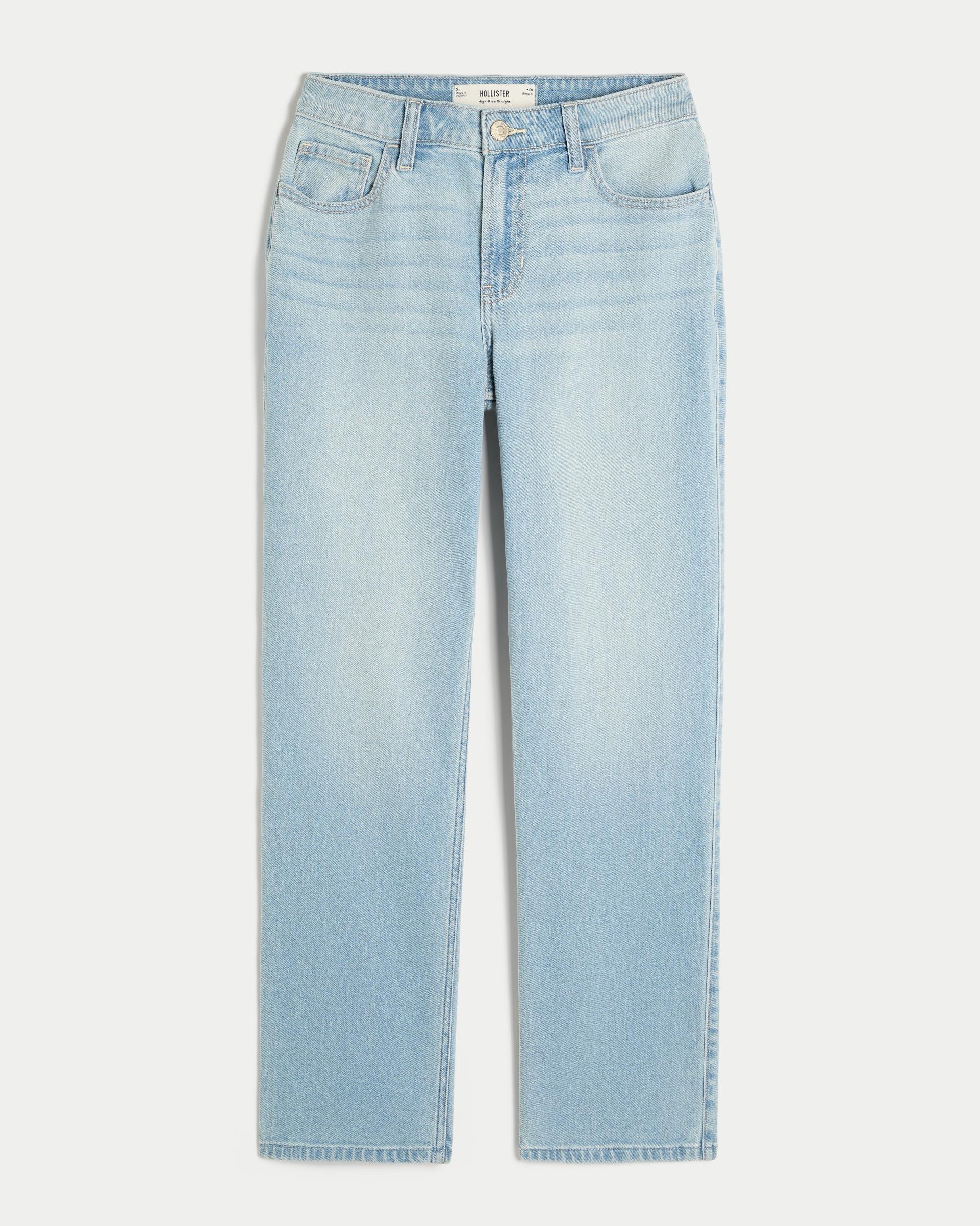 High-Rise Light Wash Straight Jeans Product Image