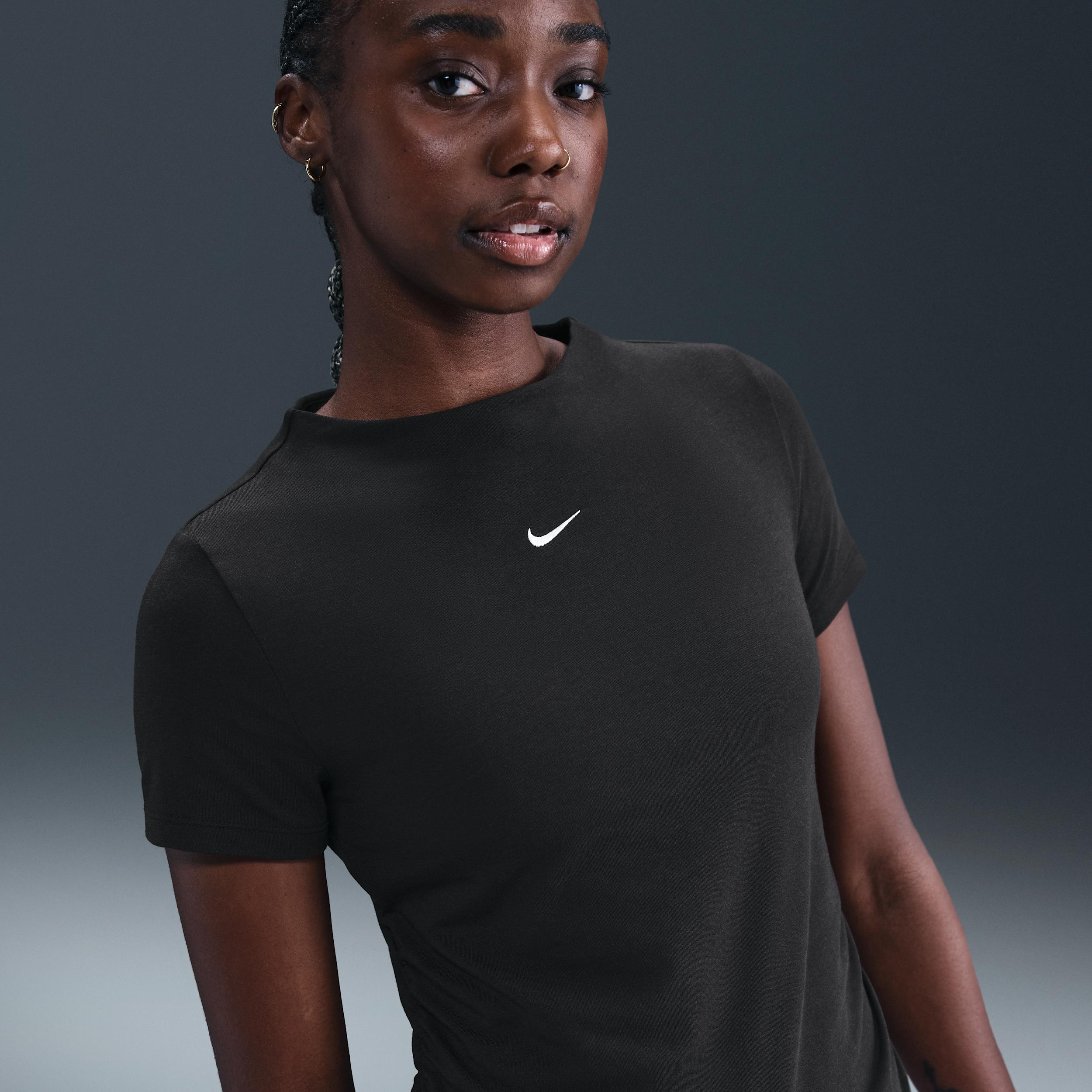 Womens Nike Sportswear Chill Knit Tight Short-Sleeve Mock-Neck Top | HV2401-051 Product Image