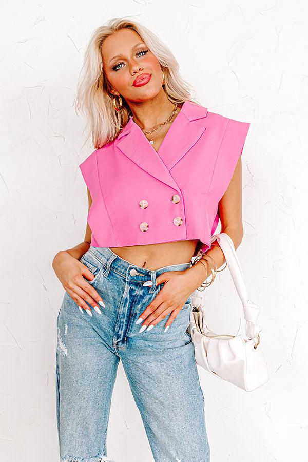 Champagne Cruising Crop Top in Bubblegum Pink Product Image