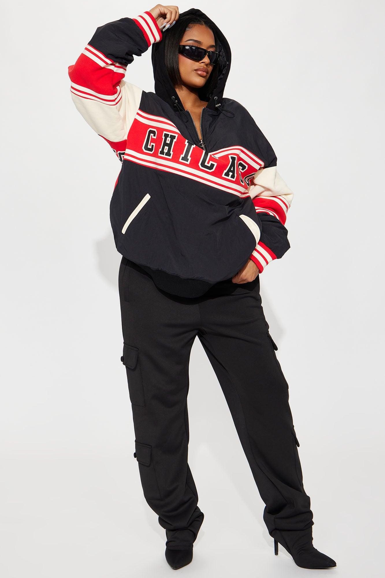 Chi Town Hooded Bomber Jacket - Red/combo Product Image