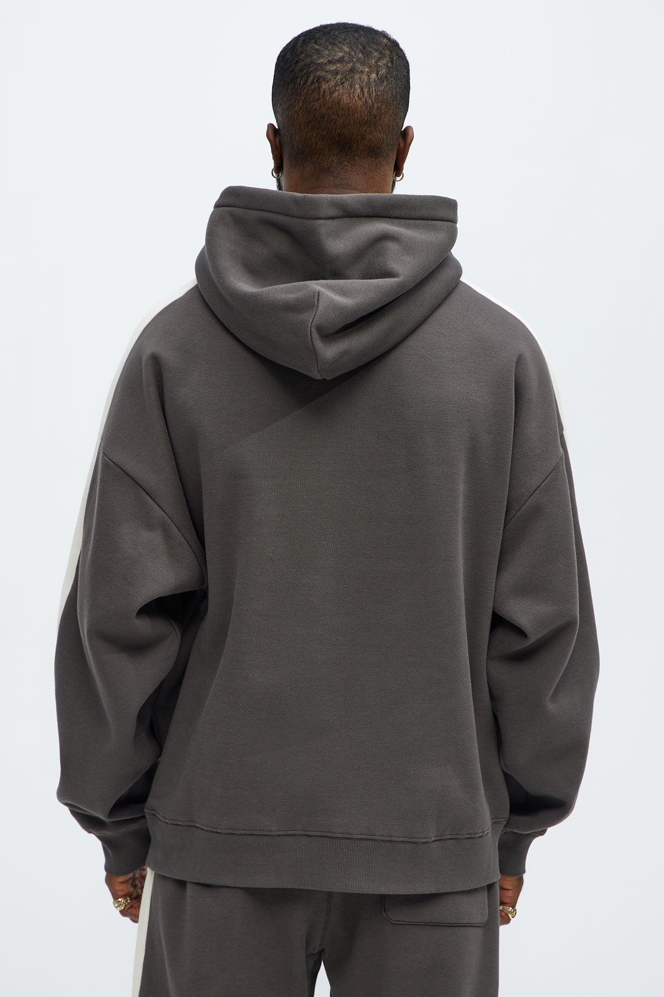 Tyson Heavyweight Oversized Striped Hoodie - Olive Product Image