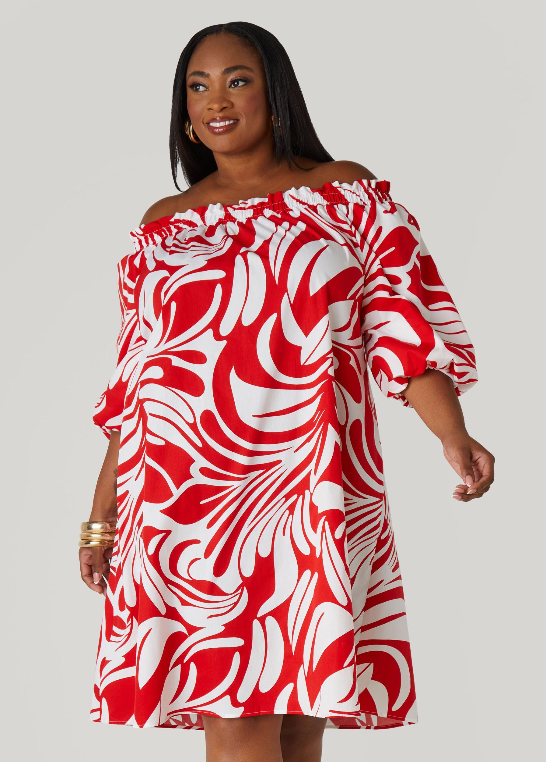 Off The Shoulder Tropical Dress Product Image