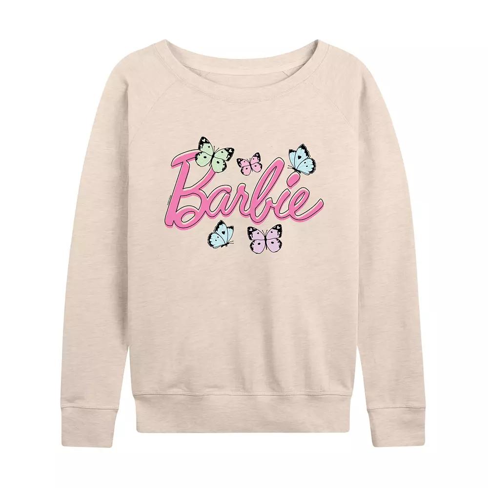 Women's Barbie® Logo Butterflies French Terry Long Sleeve Tee, Girl's,  Product Image