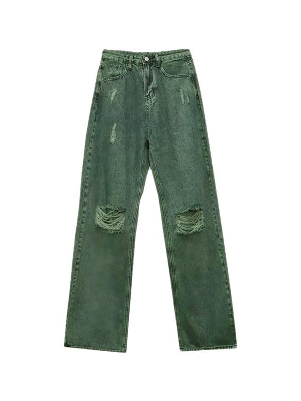 Green Wash Knee Ripped Jeans Product Image