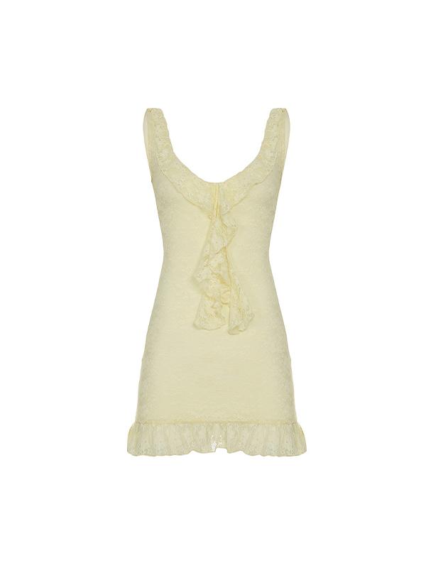 French Lace-Up Flysleeve Mini Dress Product Image