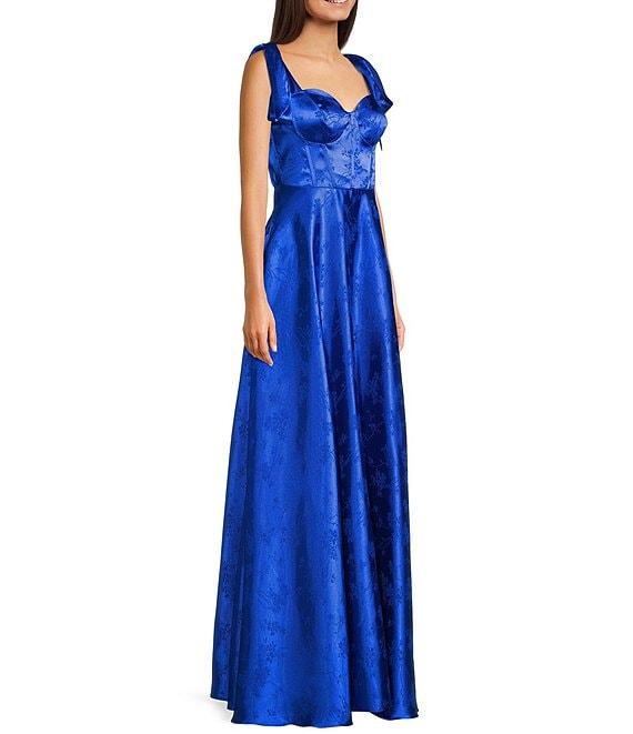 B. Darlin Floral Satin Jacquard Tie Strap Dress Product Image