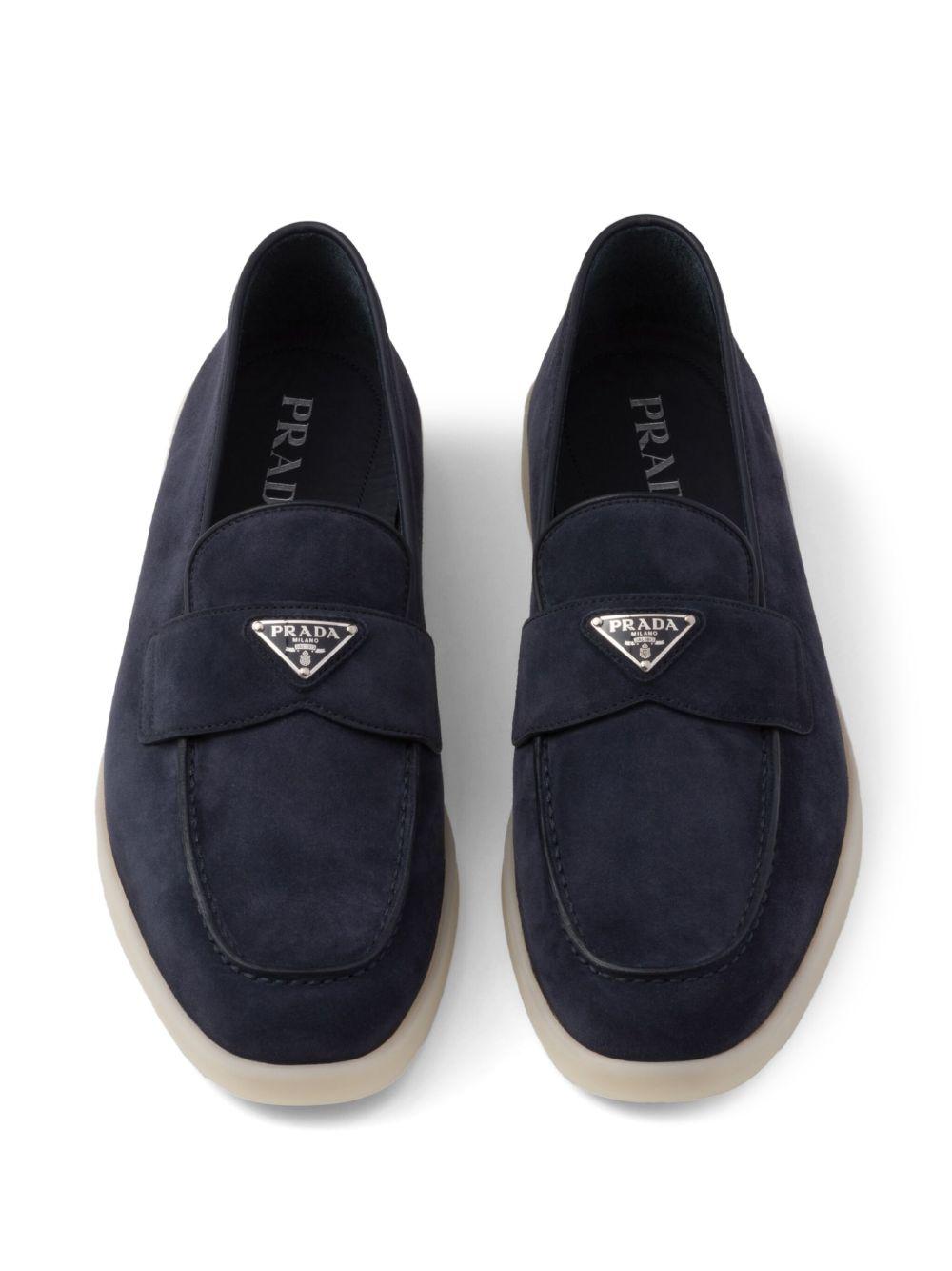 triangle-logo suede loafers Product Image