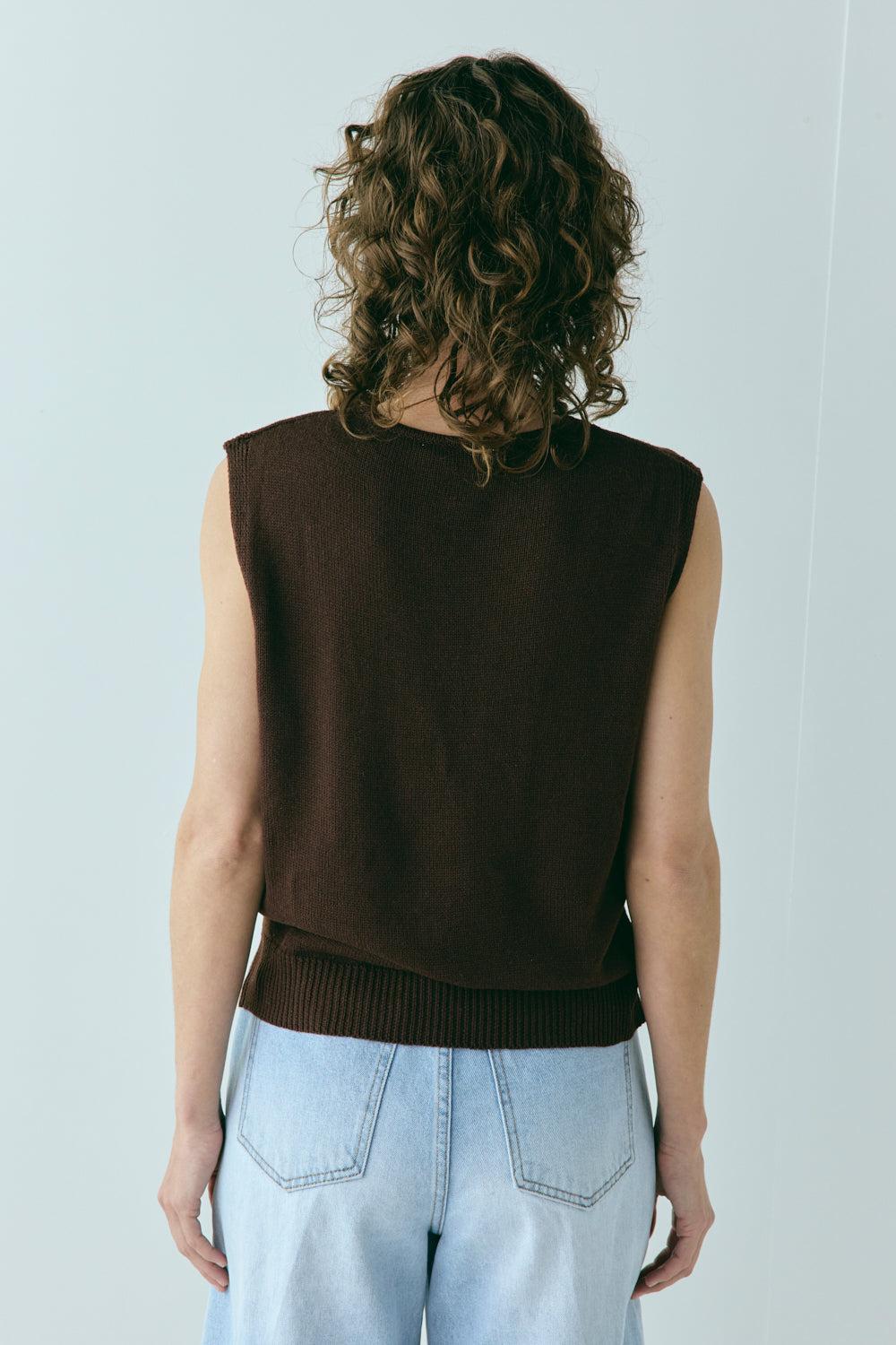 Hadley Knit Vest Chocolate Product Image