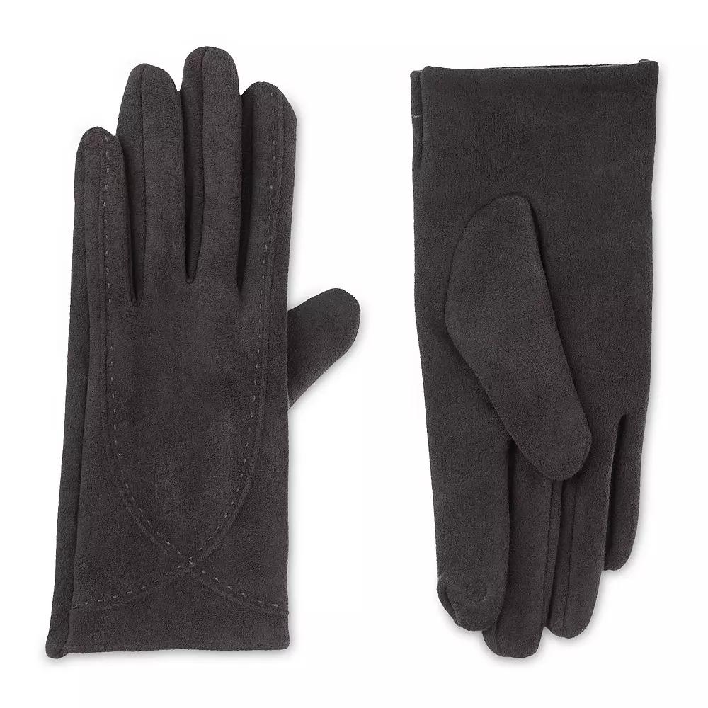 Women's isotoner Shortie Stretch Microsuede Touchscreen Gloves, Size: Small-Medium, Grey Product Image