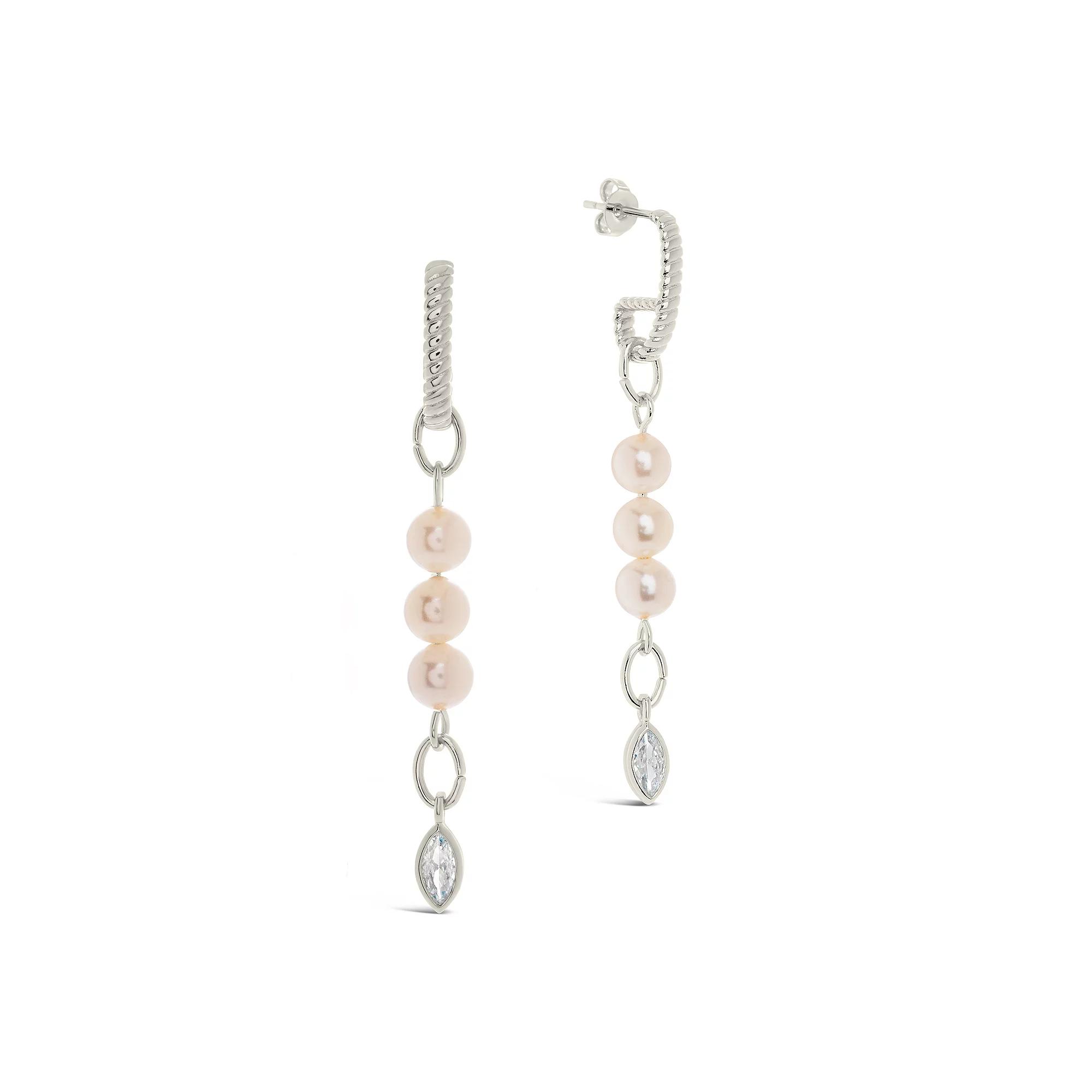 MC Collective Cubic Zirconia Charm Dyed Simulated Pearl Dangle Earrings, Women's, Silver Tone Product Image