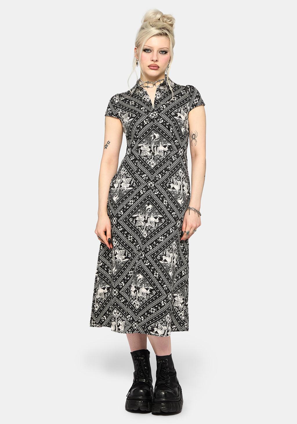 Hexweave Print Fitted Midi Shirt Dress Product Image