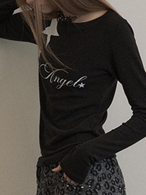 Fashionable Letter Print Long Sleeve Product Image