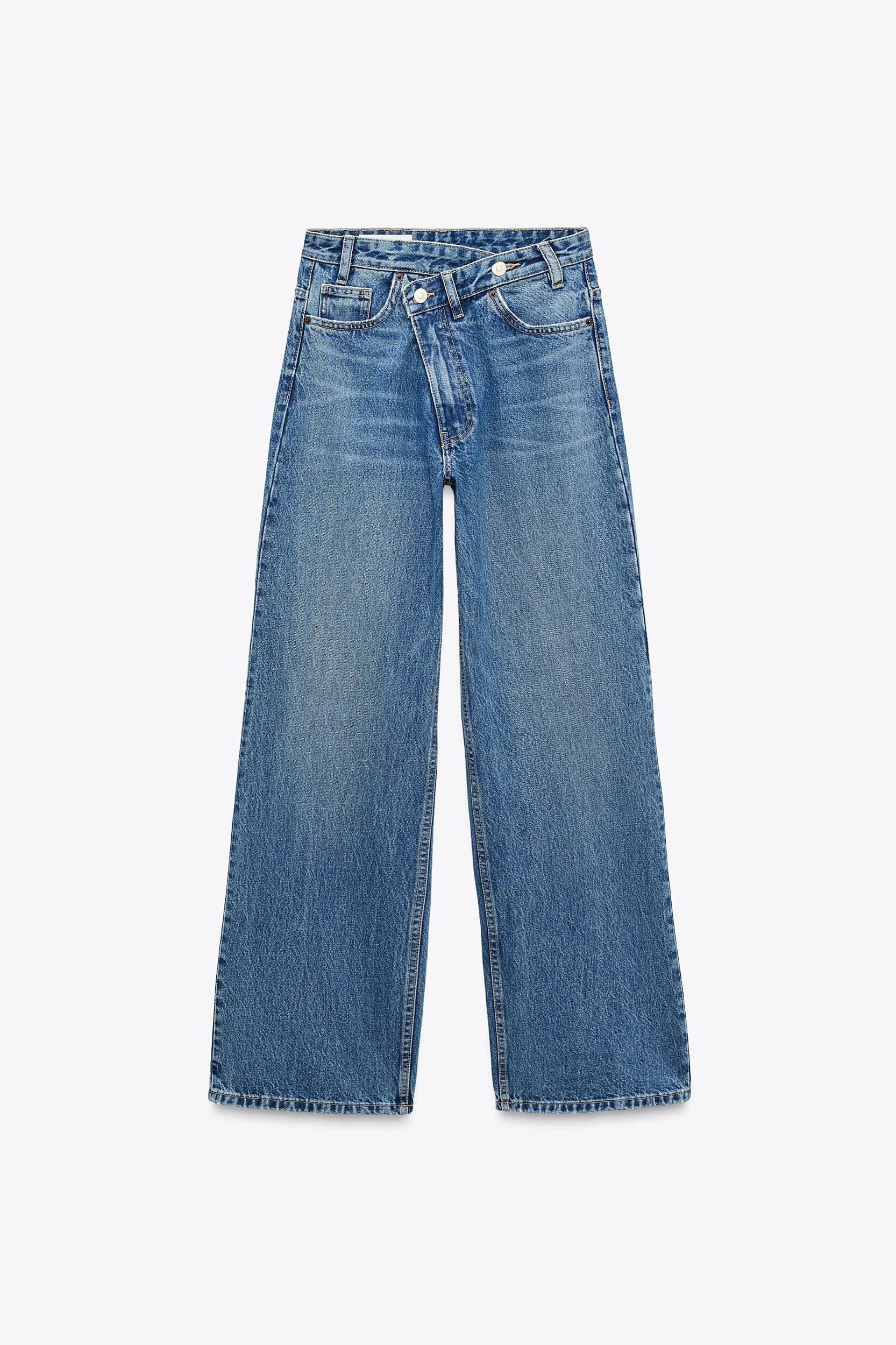 TRF HIGH-WAIST WIDE LEG CROSSOVER JEANS Product Image