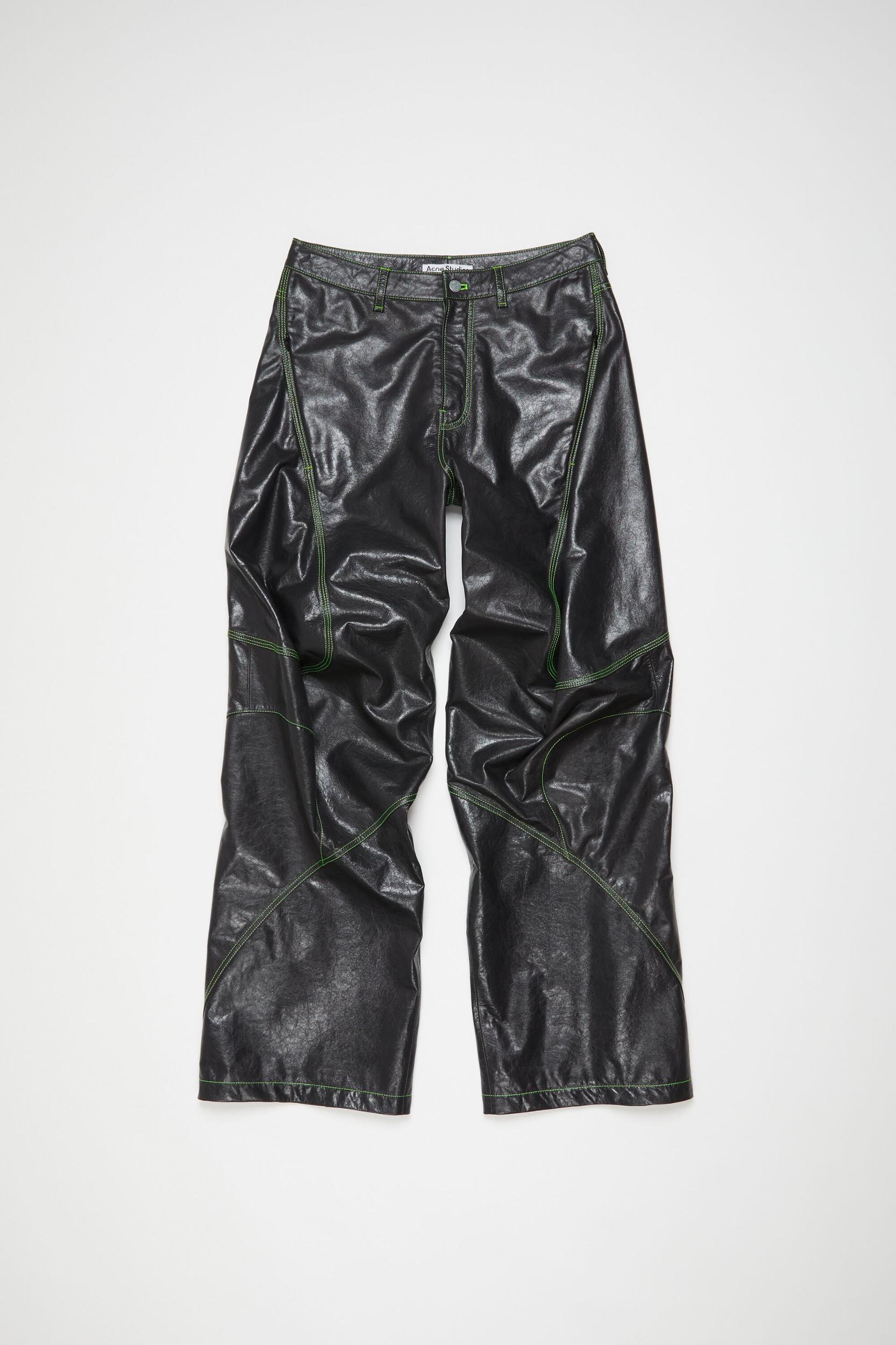 Leather embroidered trousers Product Image