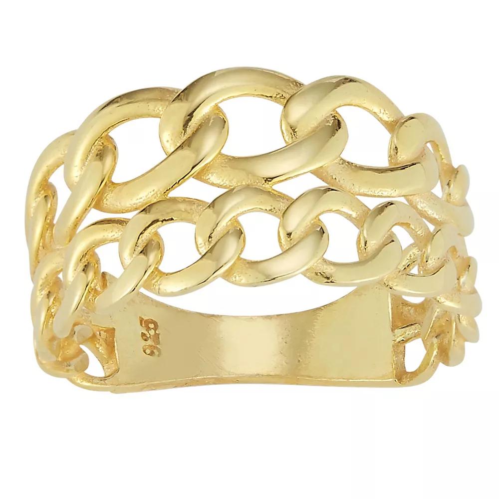 Sunkissed Sterling Double Stack Curb Chain Ring, Women's, Size: 6, Silver Tone Product Image