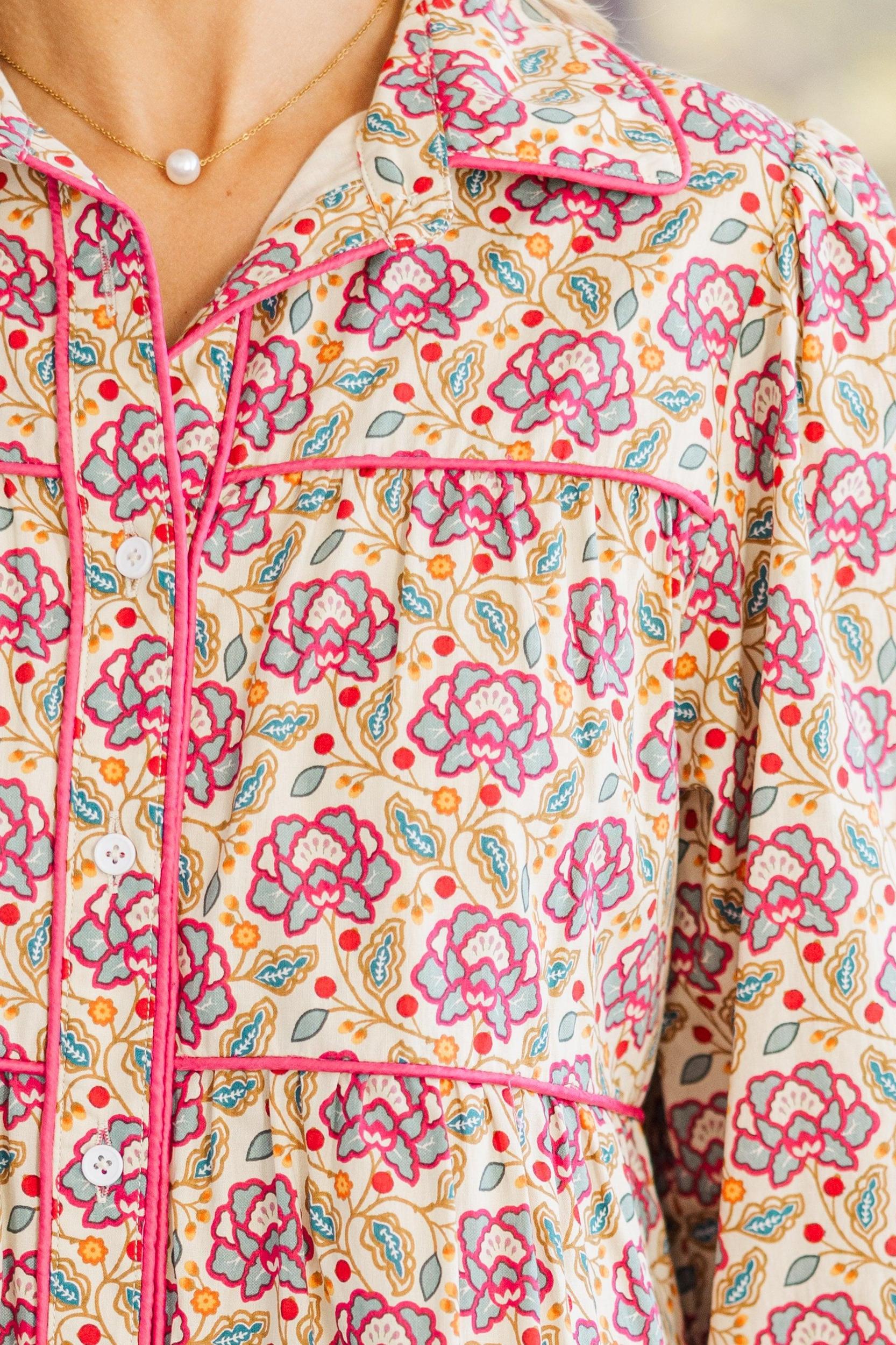 On Your Way Magenta Medallion Babydoll Dress Female Product Image