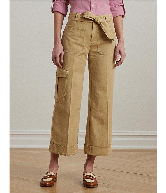 Lauren Ralph Lauren Twill Self Belt Wide Leg Cargo Pants Product Image