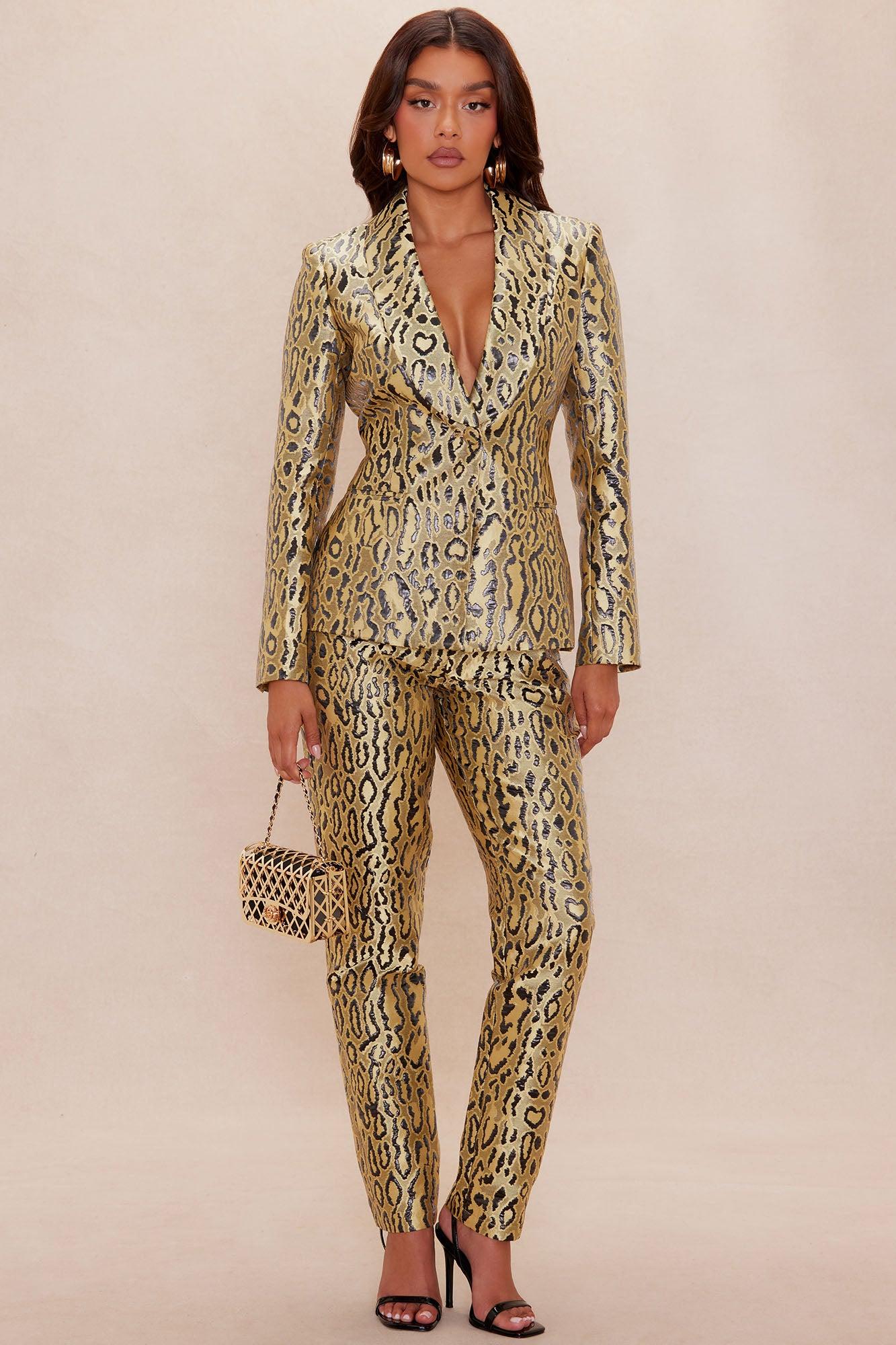 Lani Leopard Jacquard Blazer - Yellow/combo Female Product Image