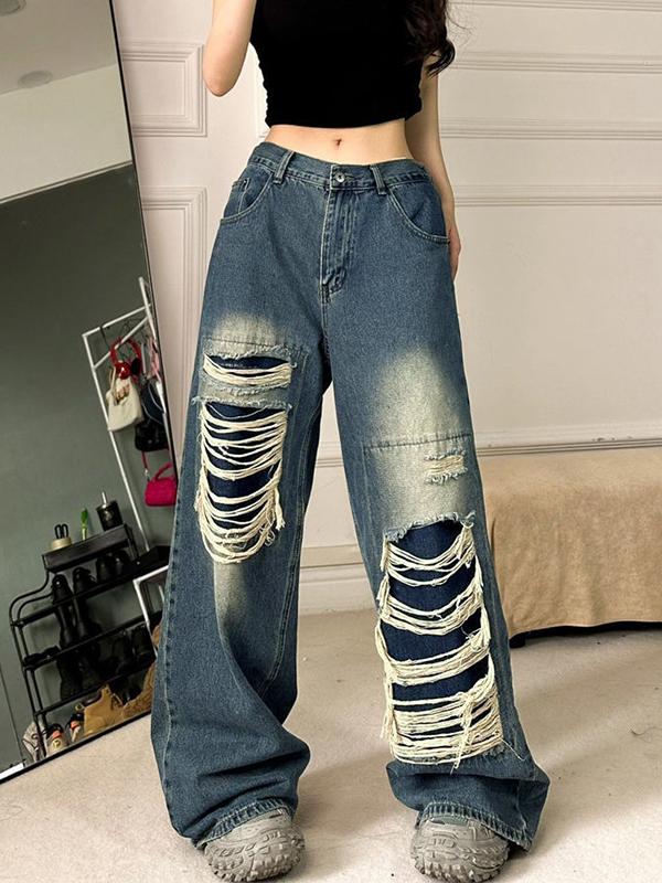 Vintage Ripped High Rise Ripped Jeans Product Image