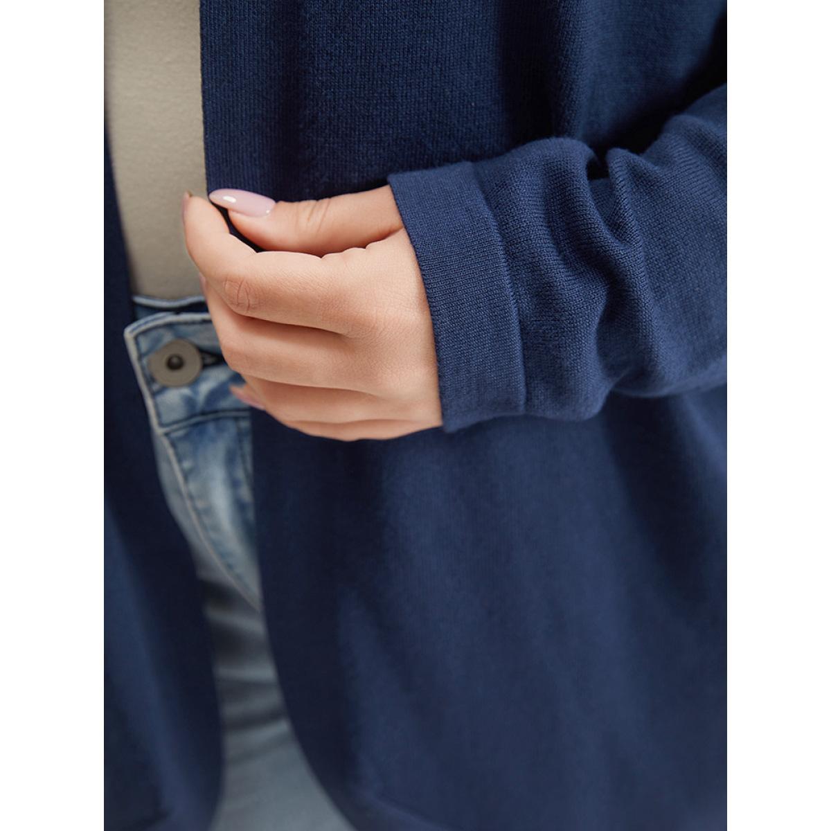 Plus Size Supersoft Essentials Curved Hem Open Front Cardigan Indigo Women Casual Loose Long Sleeve Everyday Cardigans BloomChic 12/L Product Image