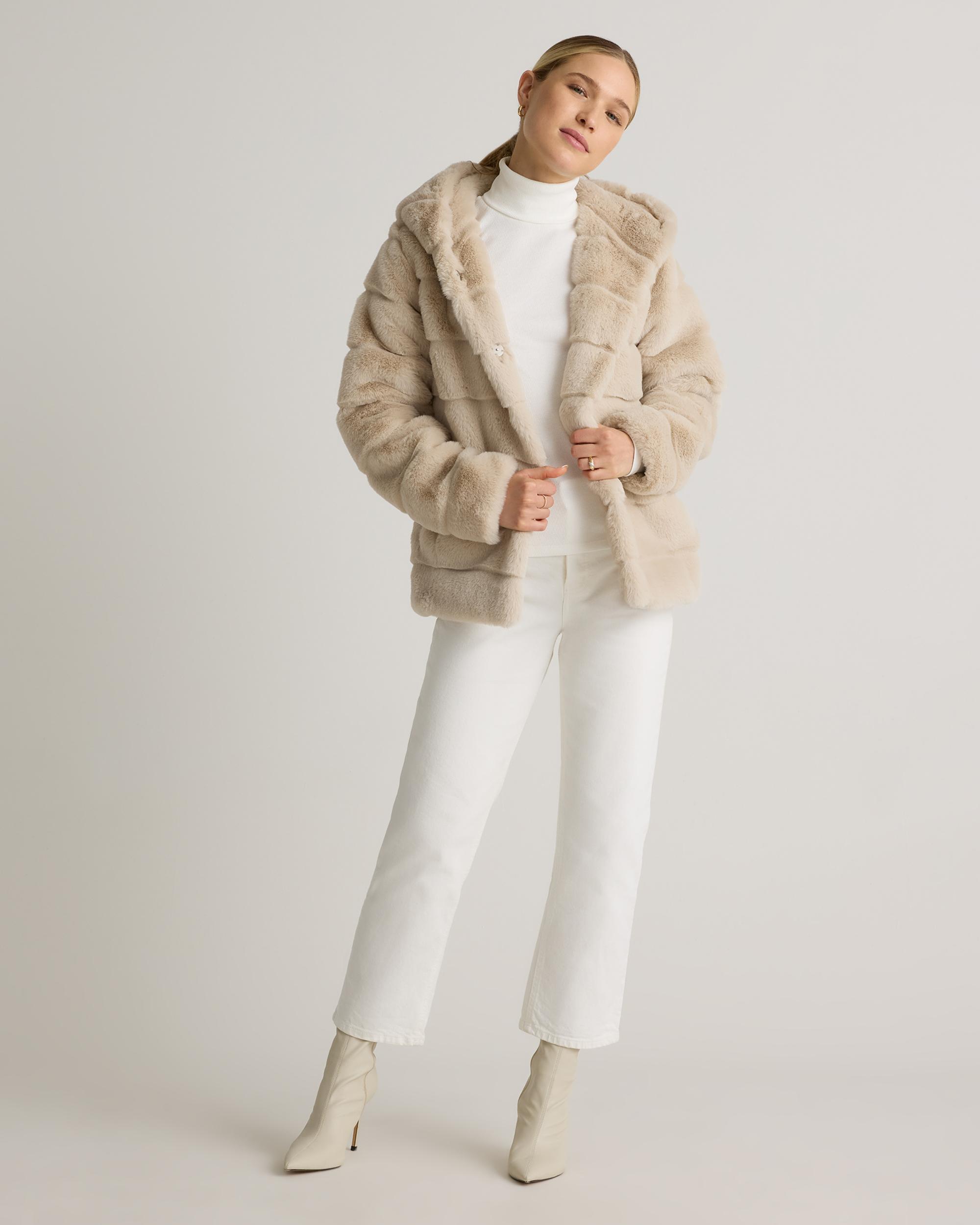 Quince | Women's Hooded Faux Fur Jacket Recycled Polyester Product Image