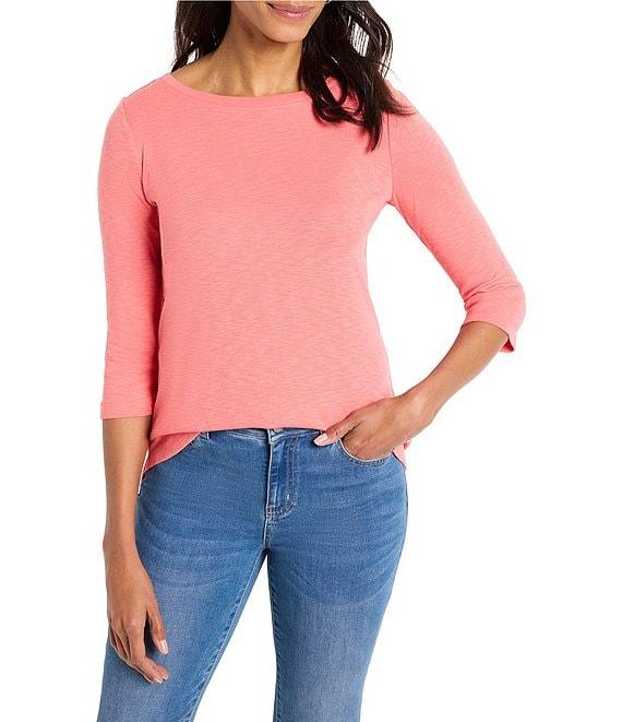NIC + ZOE Knit Boat Neck 3/4 Sleeve Tee Product Image