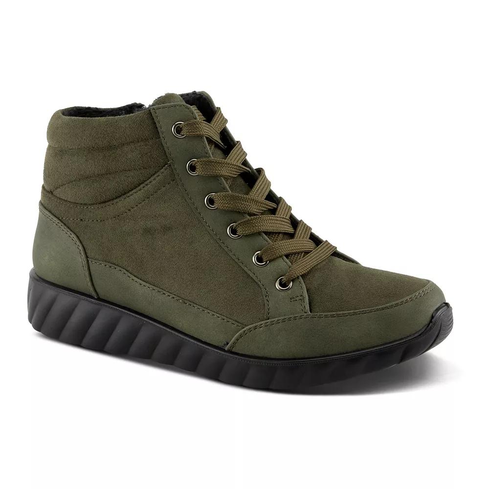 Flexus by Spring Step Sonata Women's Lace-Up Wedge Sneaker Boots, Size: 37, Olive Green Product Image