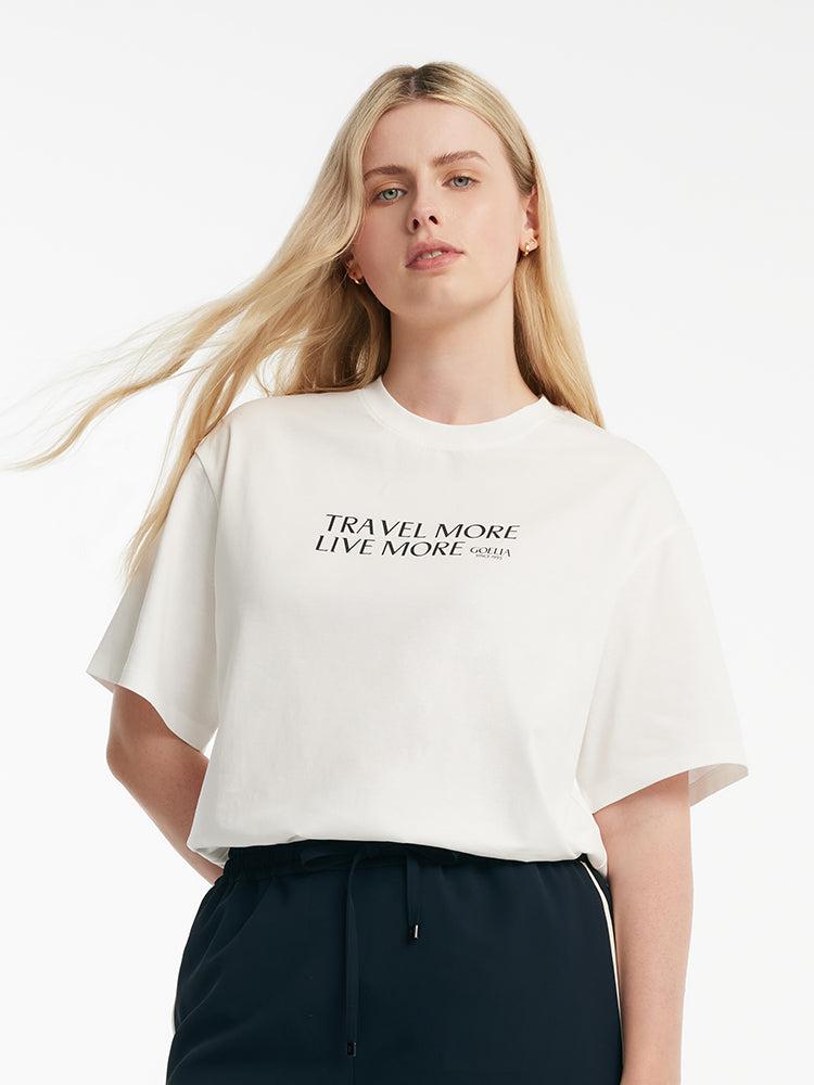 Pure Cotton Chic Letter Print Women T-Shirt Product Image