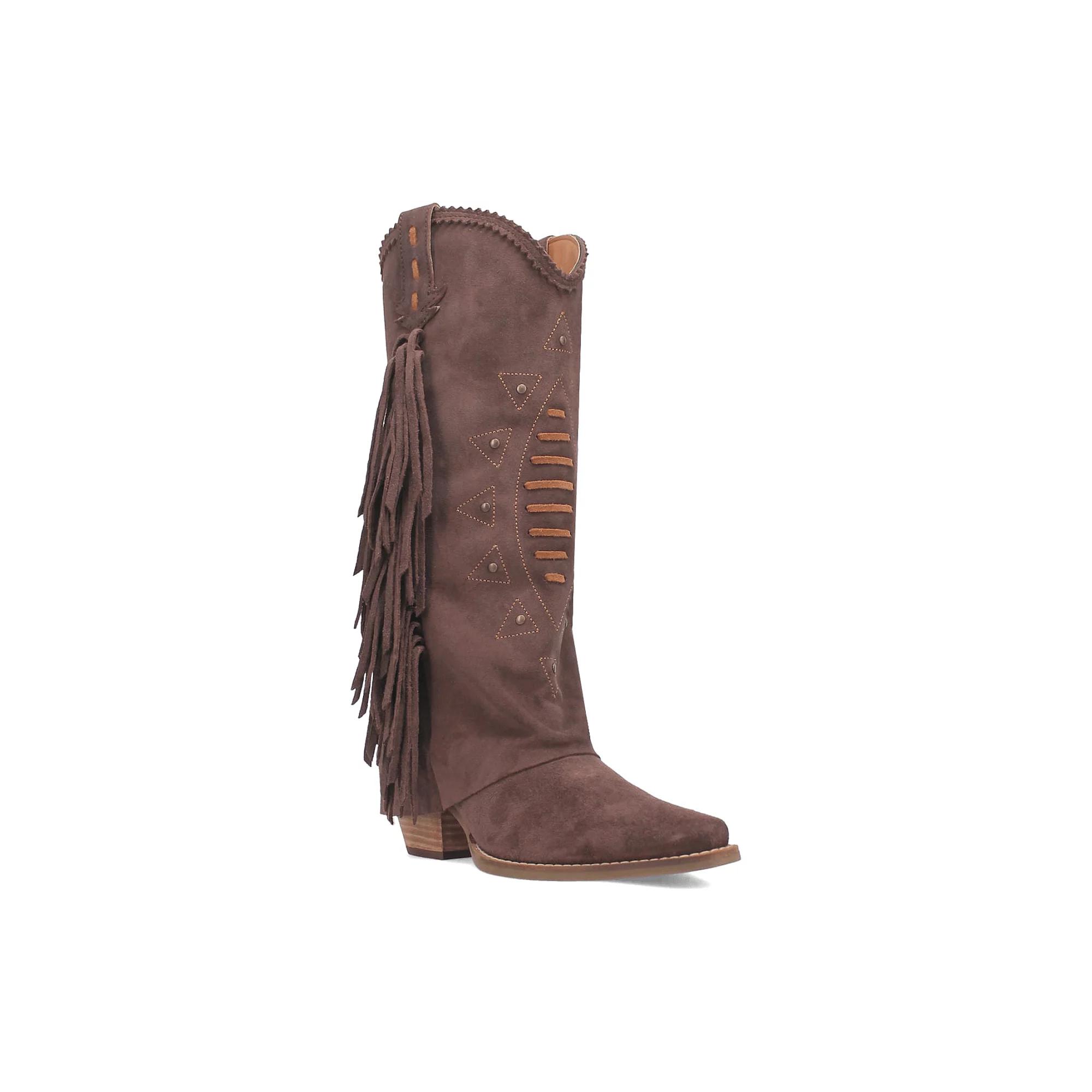 Dingo Women's Spirit Trail Side Fringed Leather Cowboy Boots, Size: 6, Brown Product Image