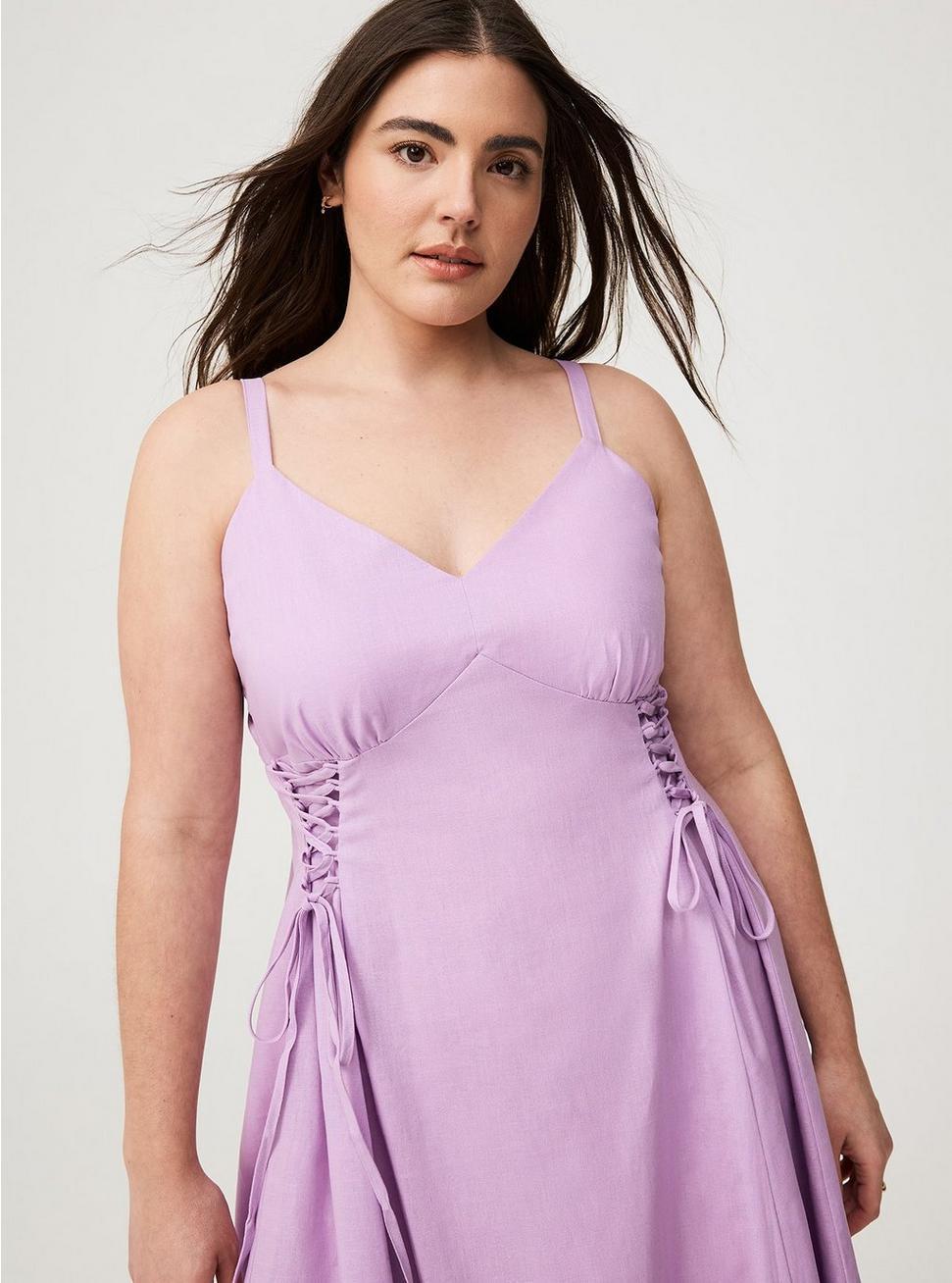 Lace-Up Tea Length Dress Product Image