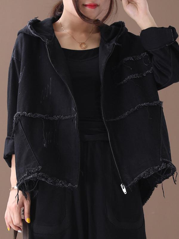 Original Solid Hooded Denim Outwear Product Image