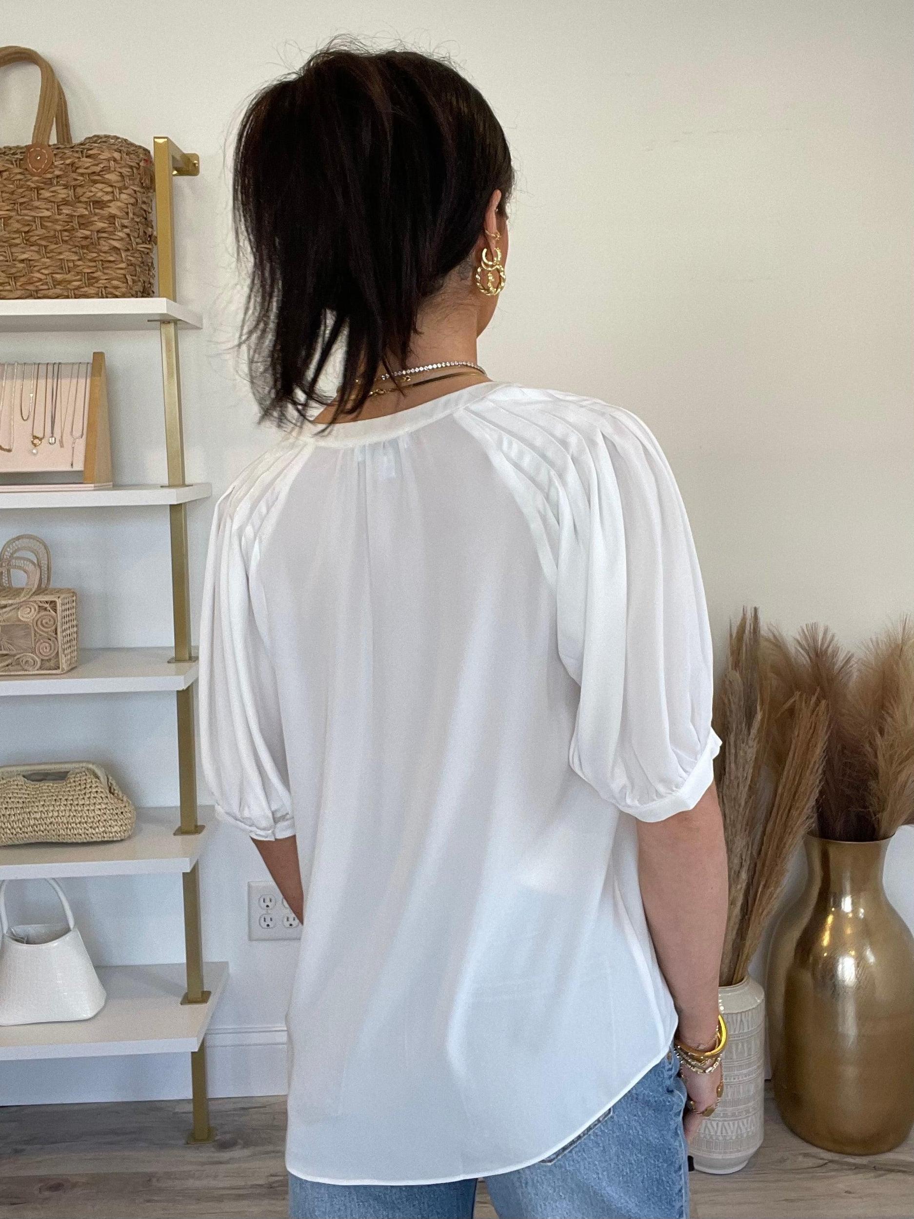 FINAL SALE Reaha Short Sleeve Top | White Product Image