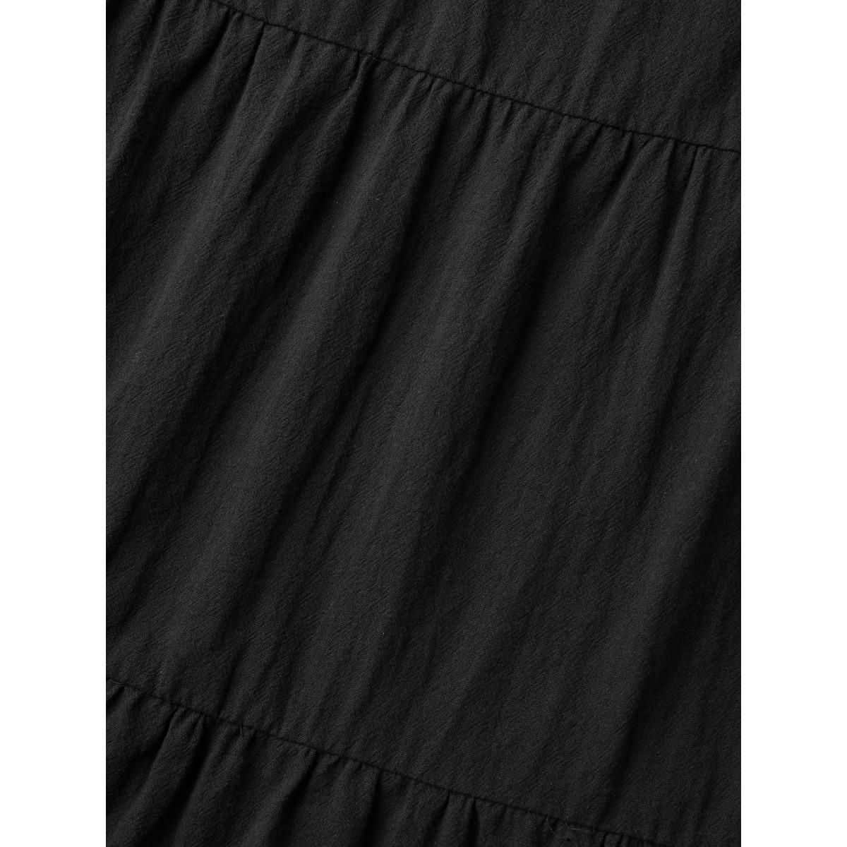 Plus Size Pure Cotton Spacious Pockets Midi Dress Black Women Gathered V-neck Sleeveless Curvy BloomChic 26/4X Product Image