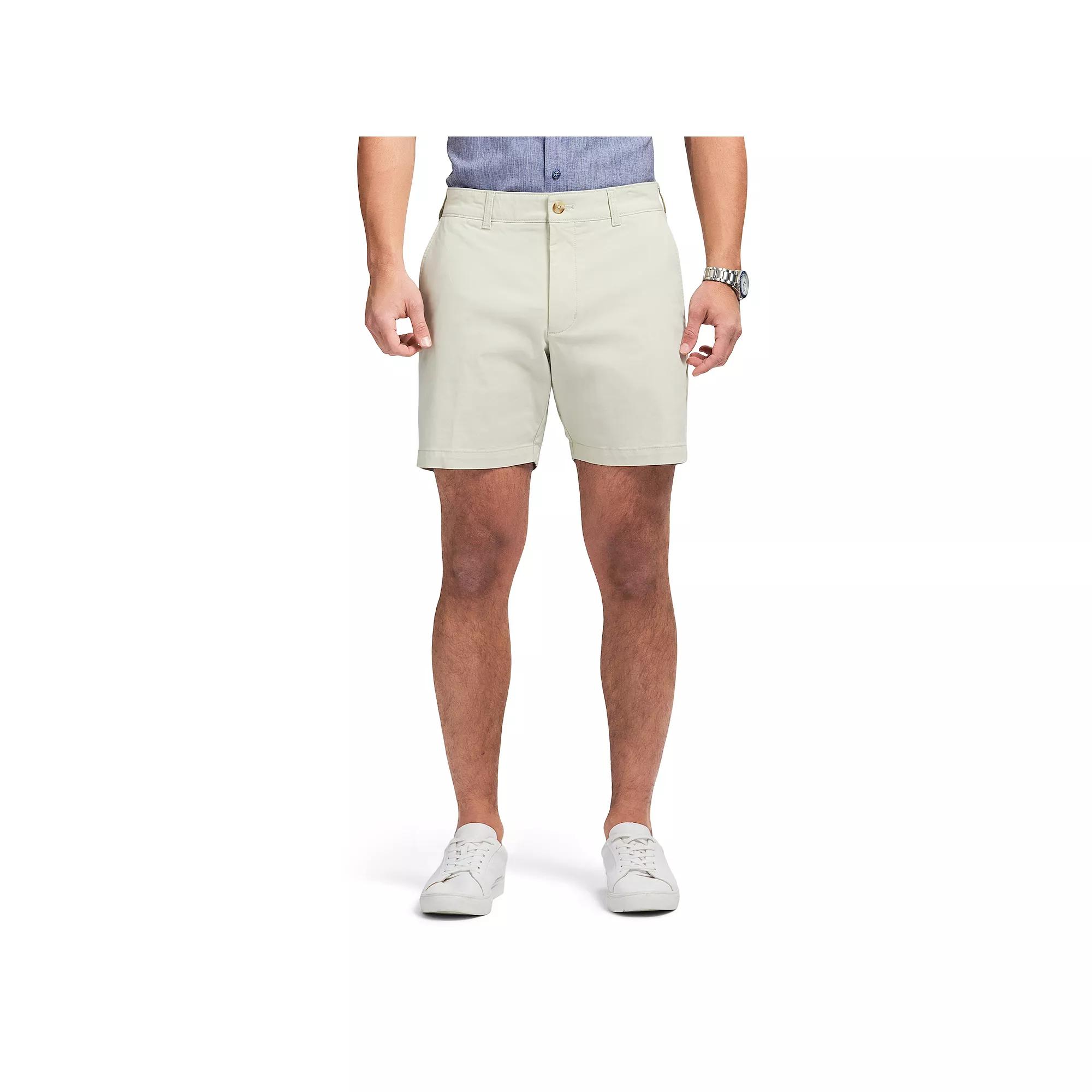 Men's IZOD Saltwater Flat Front Chino Shorts, Size: 32, Silver Birch Product Image