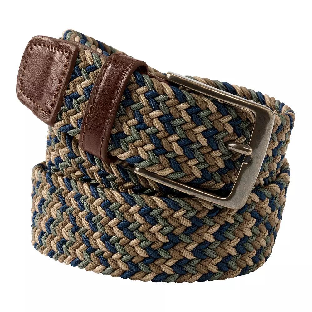 Men's Lands' End Elastic Braid Leather Trim Belt,  Product Image