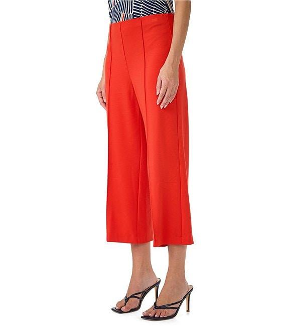 Trina Turk Santo Cozy Ponte Front Pleat Cropped Wide Leg Pants Product Image
