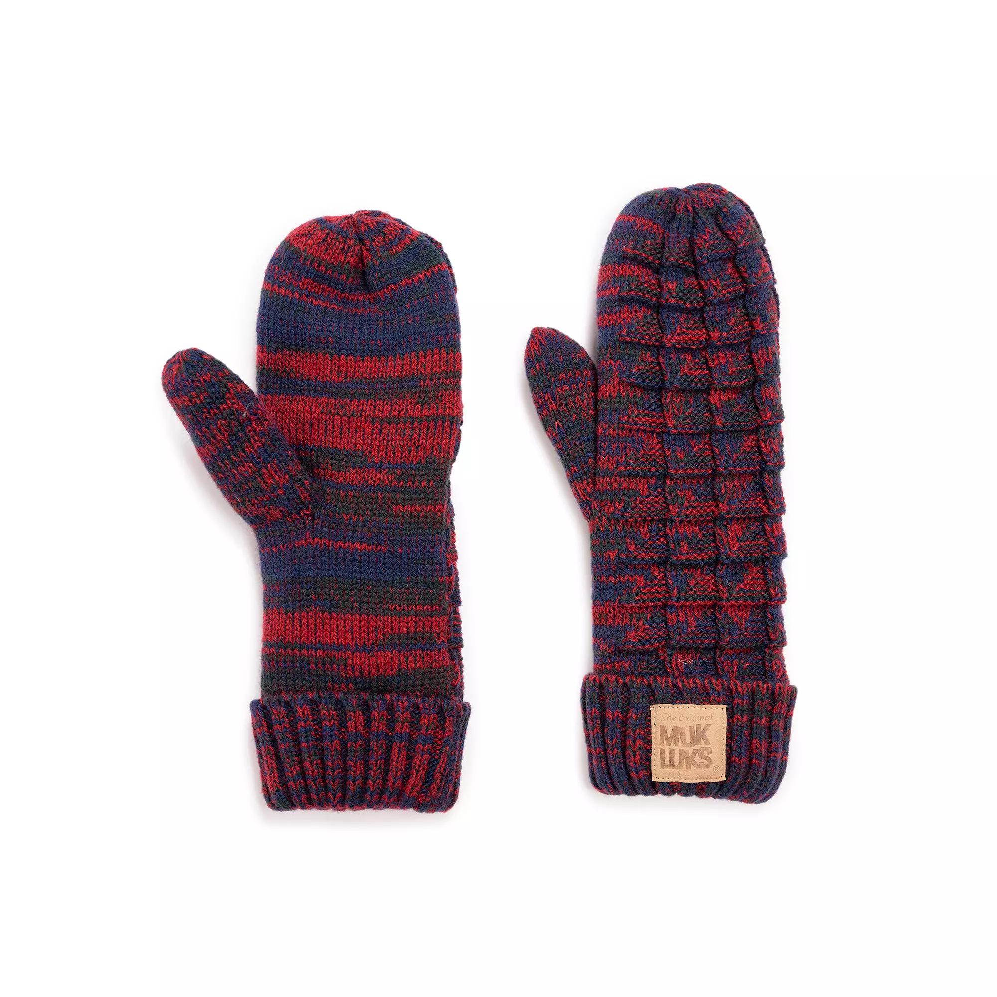 Women's MUK LUKS Patch Pom Mittens, Tawny Brown Product Image